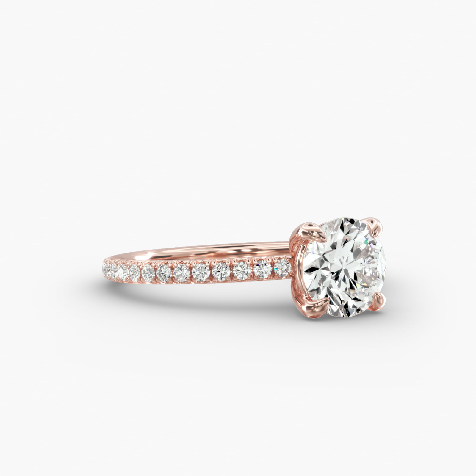 French Pavé Engagement Ring Classic Basket Head