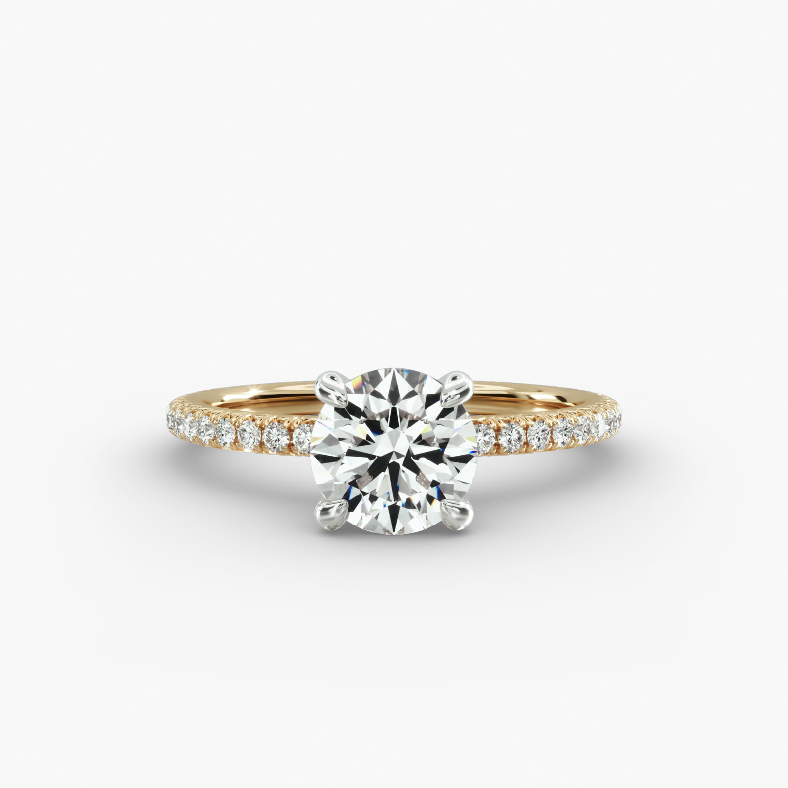 French Pavé Engagement Ring Classic Basket Head