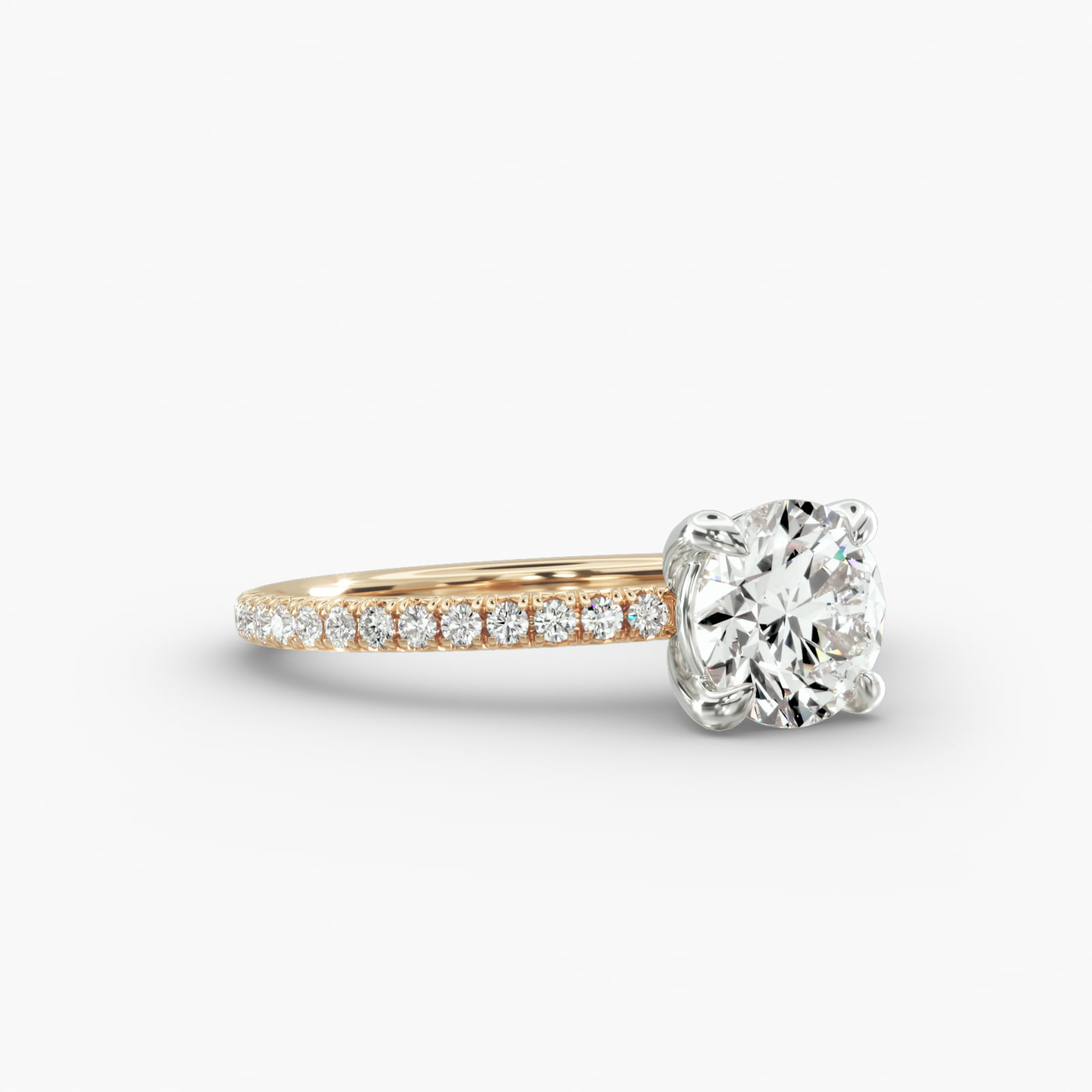 French Pavé Engagement Ring Classic Basket Head