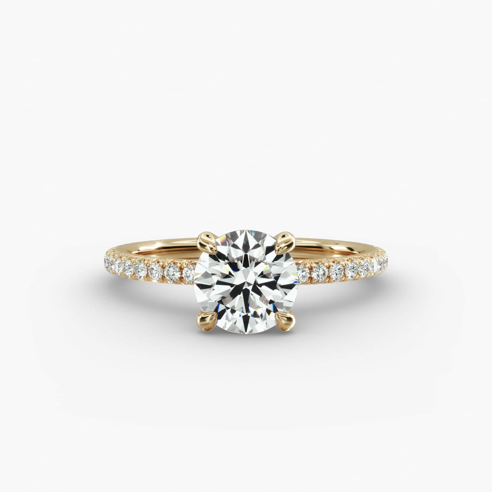 French Pavé Engagement Ring Classic Basket Head