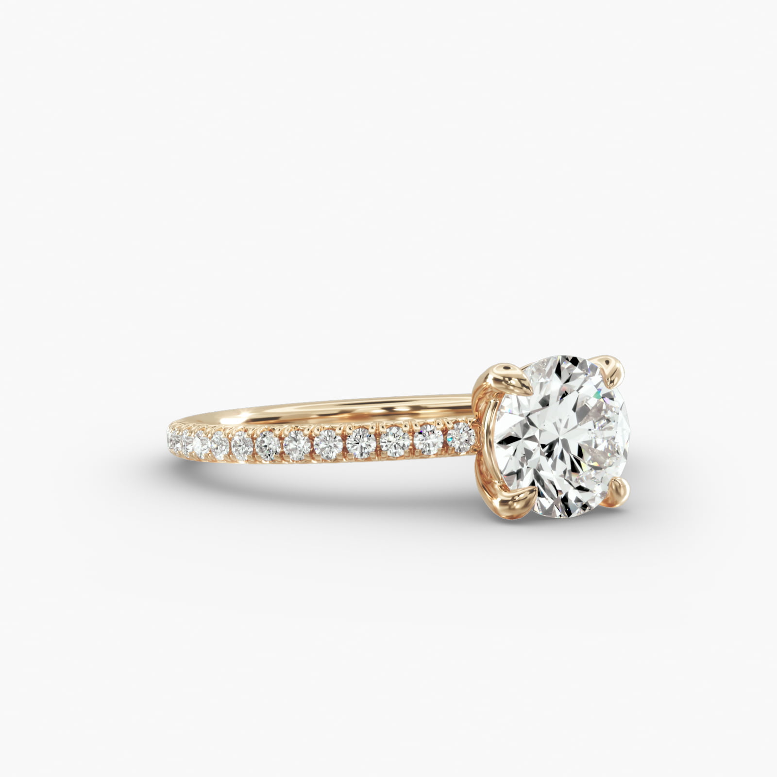 French Pavé Engagement Ring Classic Basket Head