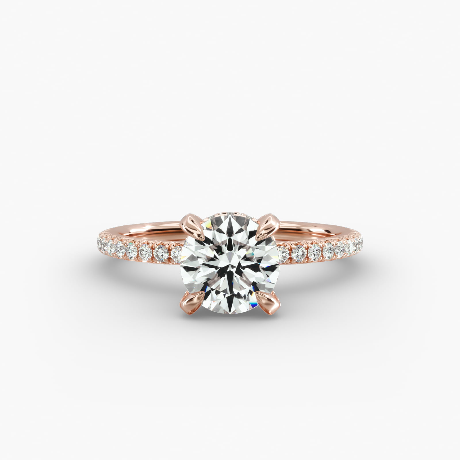 French Pavé Engagement Ring Diamond Basket Head