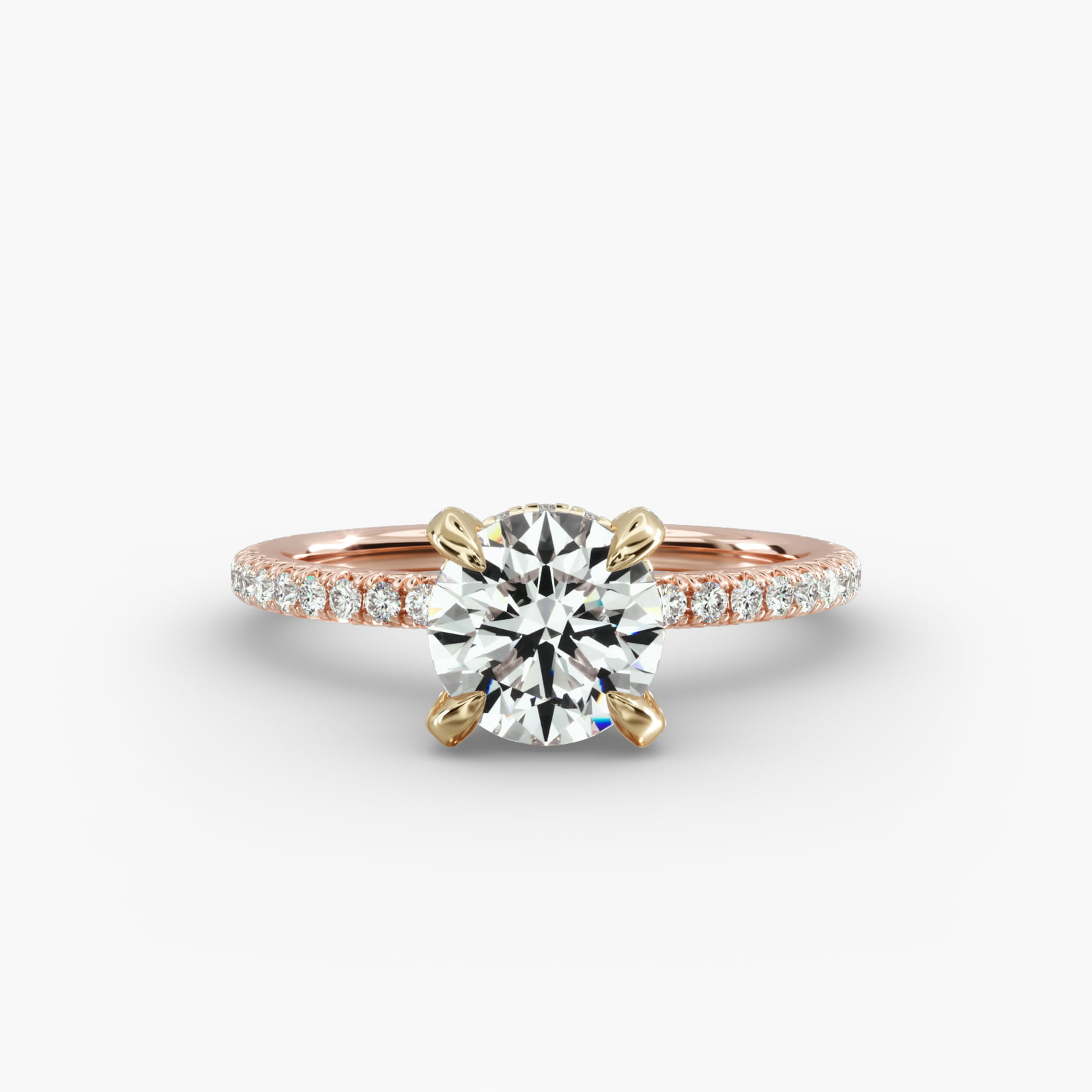 French Pavé Engagement Ring Diamond Basket Head