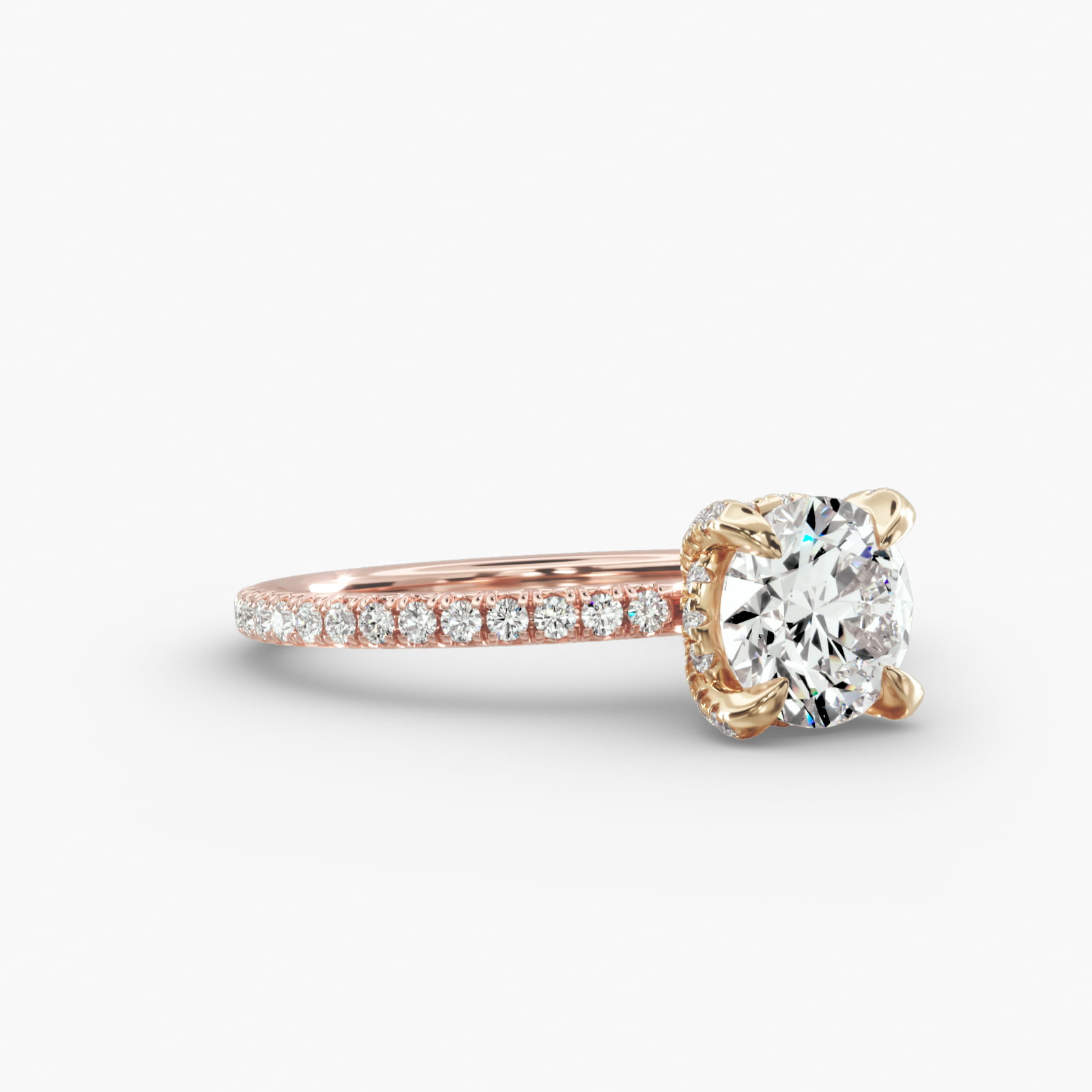 French Pavé Engagement Ring Diamond Basket Head