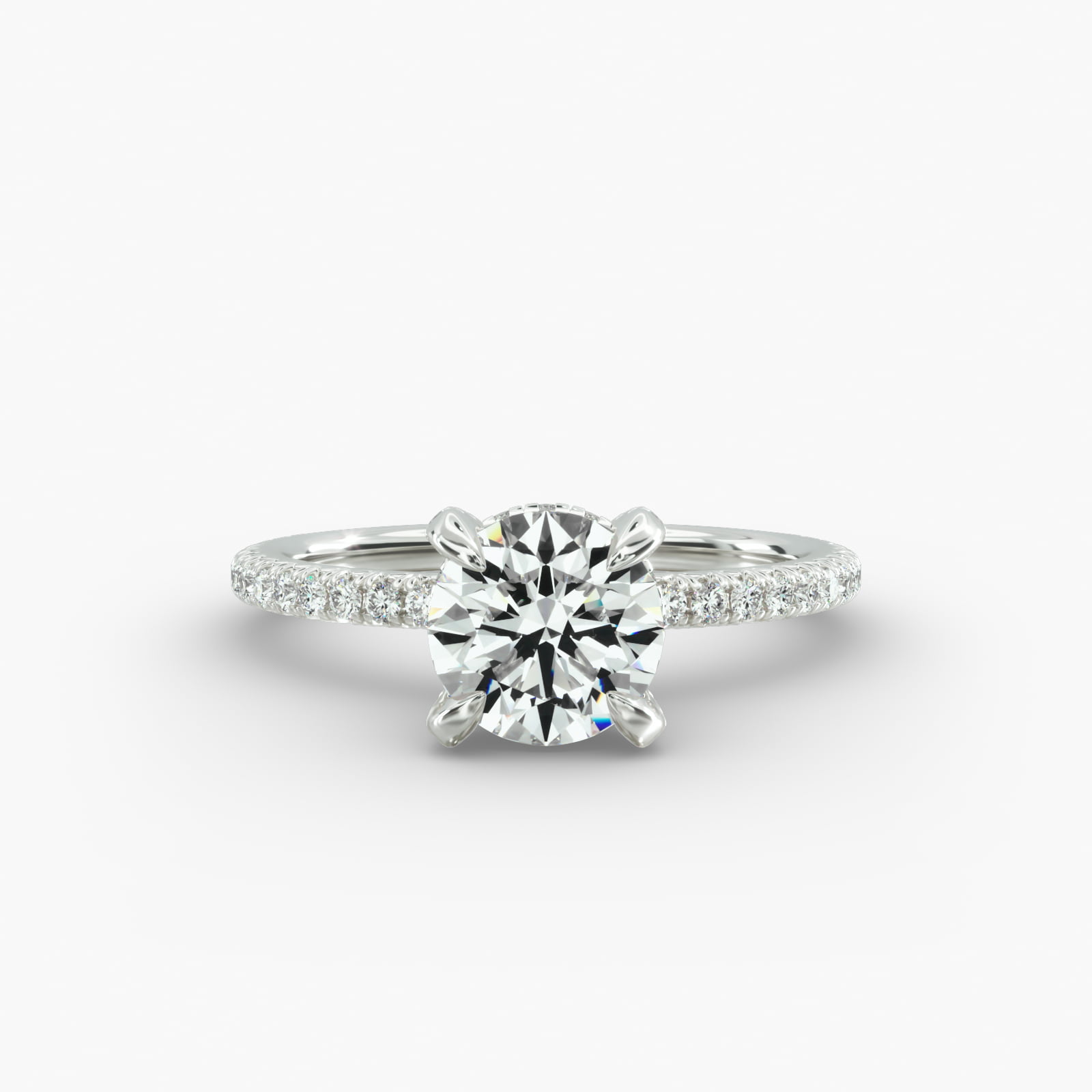 French Pavé Engagement Ring Diamond Basket Head