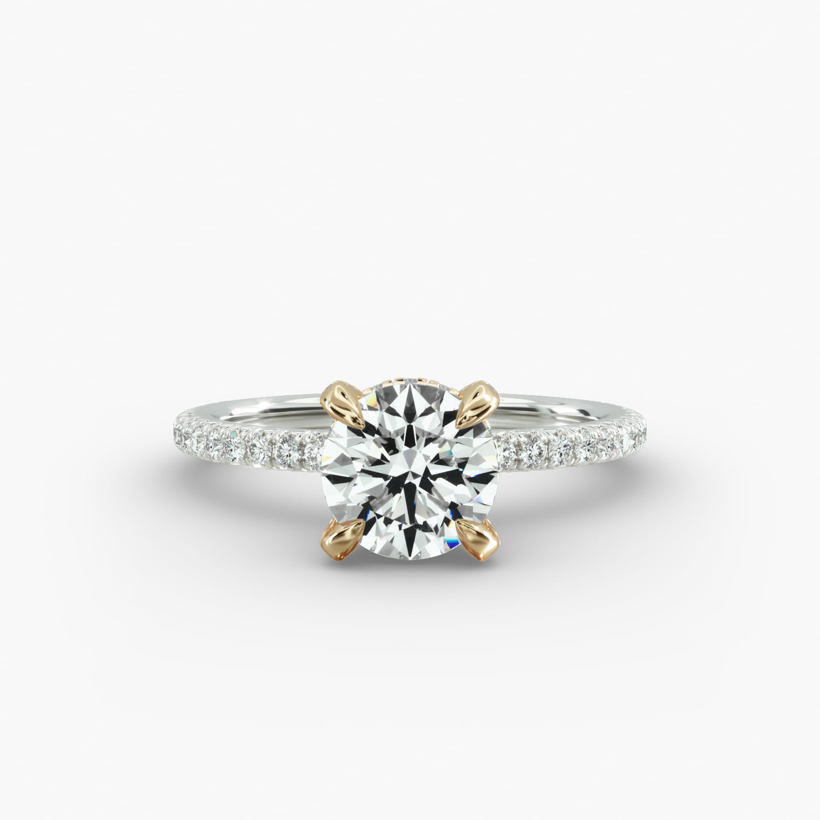 French Pavé Engagement Ring Diamond Basket Head