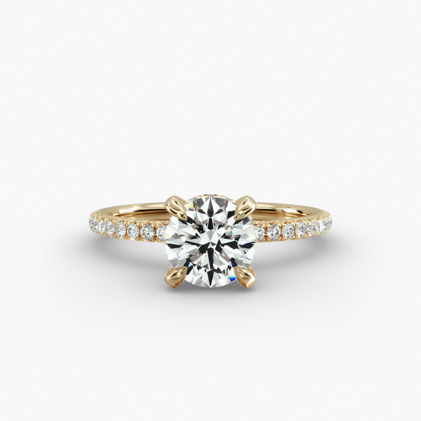 French Pavé Engagement Ring Diamond Basket Head