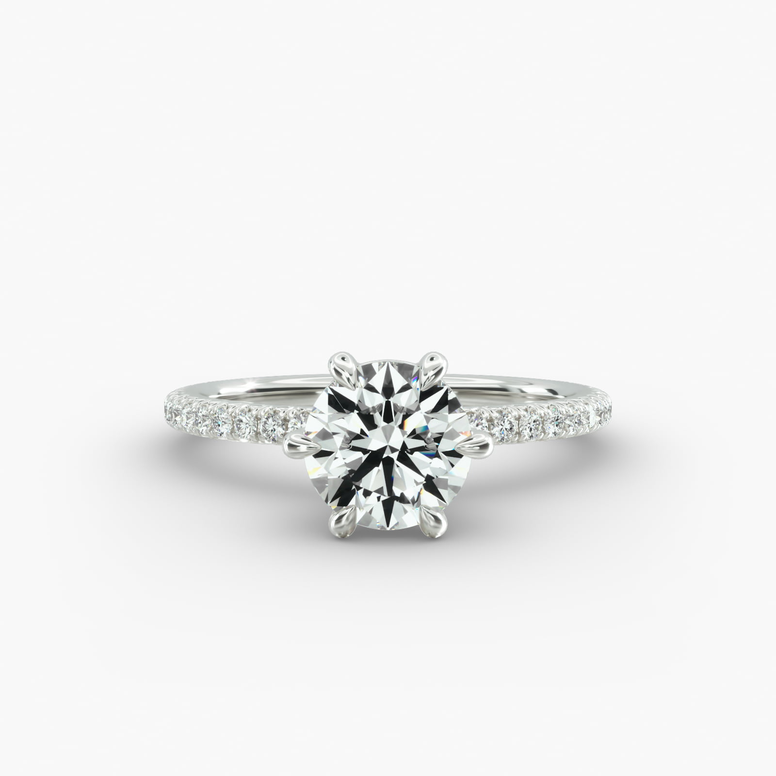 French Pavé Engagement Ring 6-Prong Secret Diamond Head