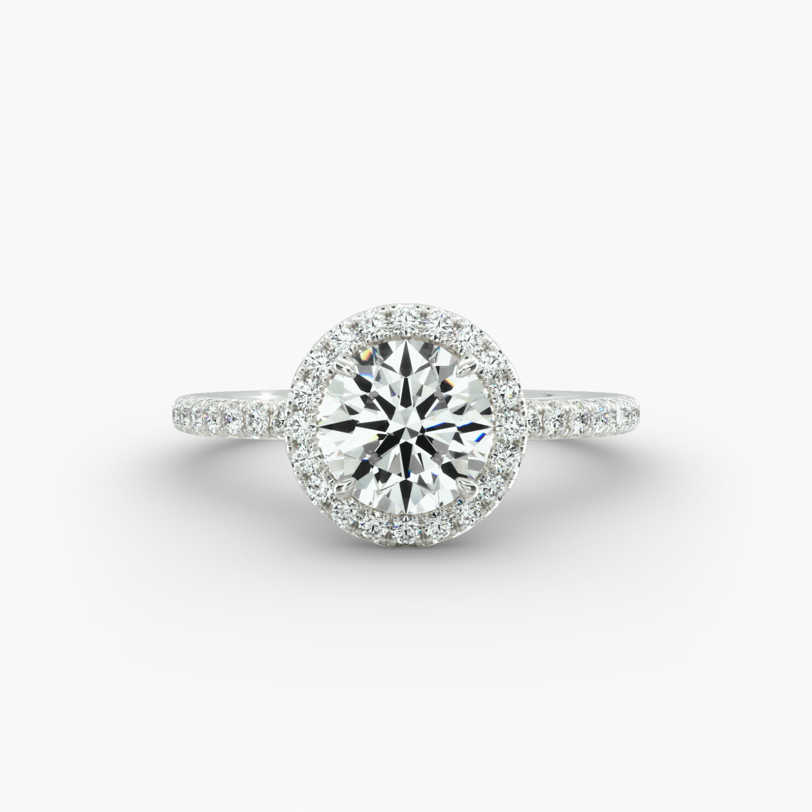 French Pavé Engagement Ring Classic Halo Head