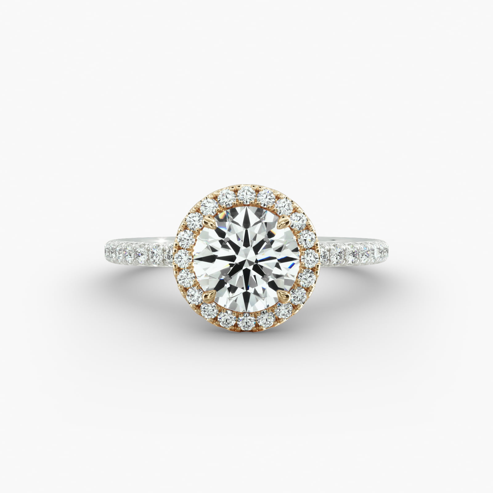 French Pavé Engagement Ring Classic Halo Head