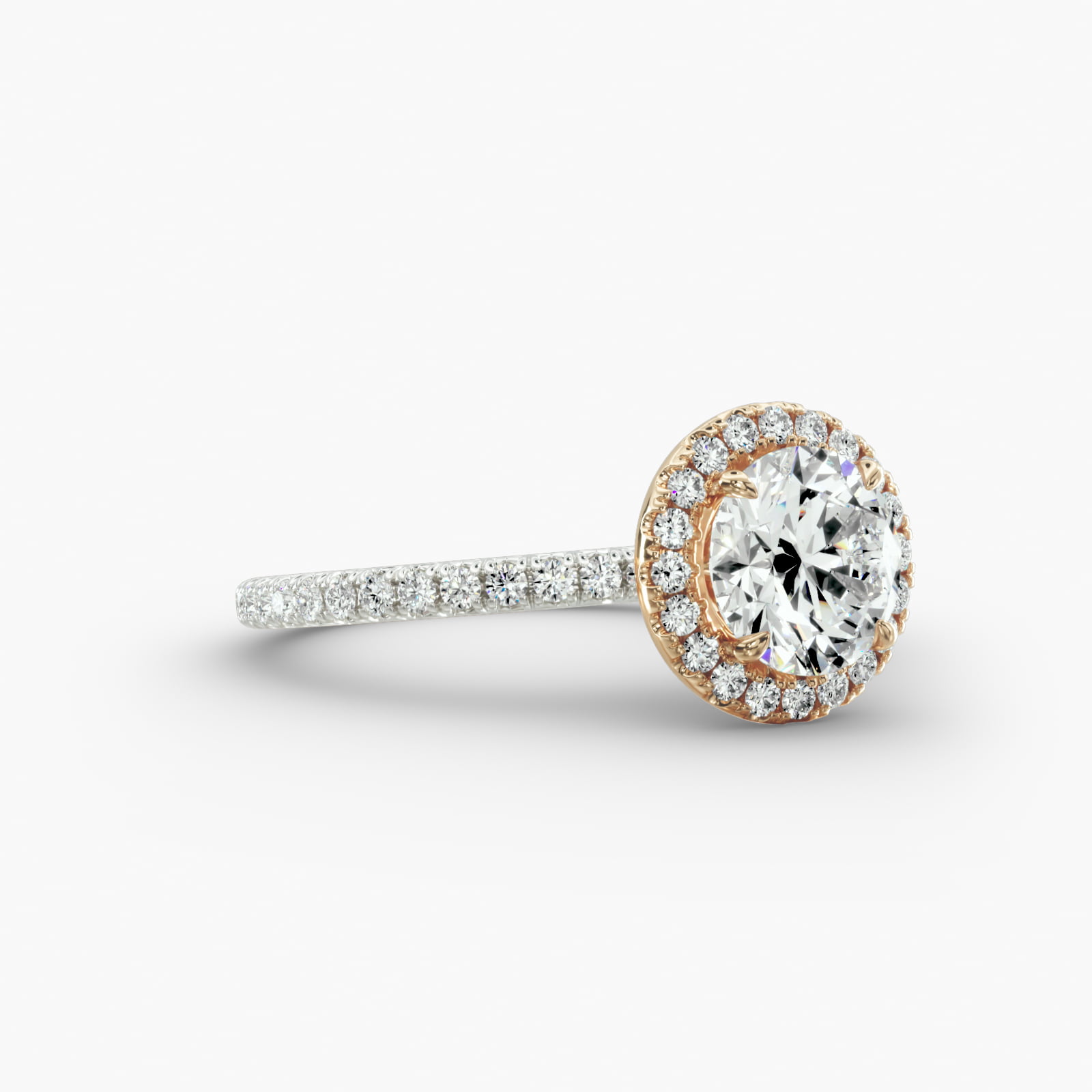 French Pavé Engagement Ring Classic Halo Head