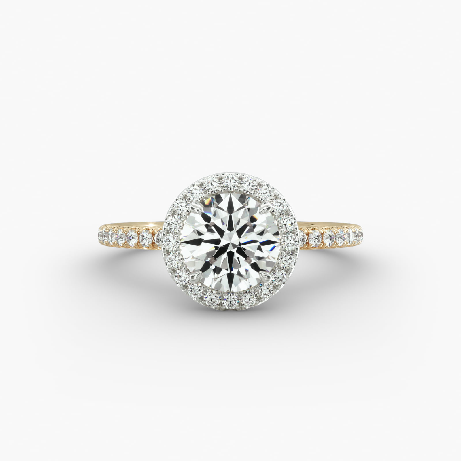 French Pavé Engagement Ring Classic Halo Head