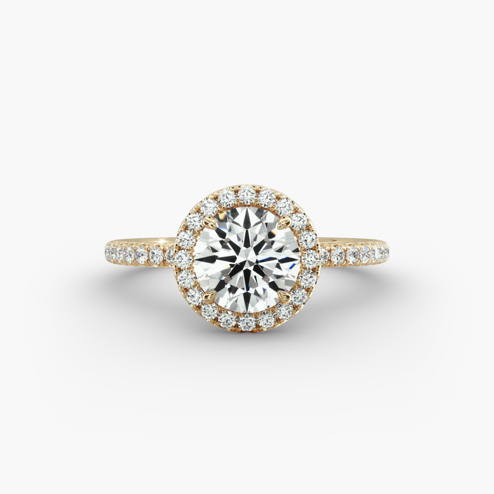 French Pavé Engagement Ring Classic Halo Head