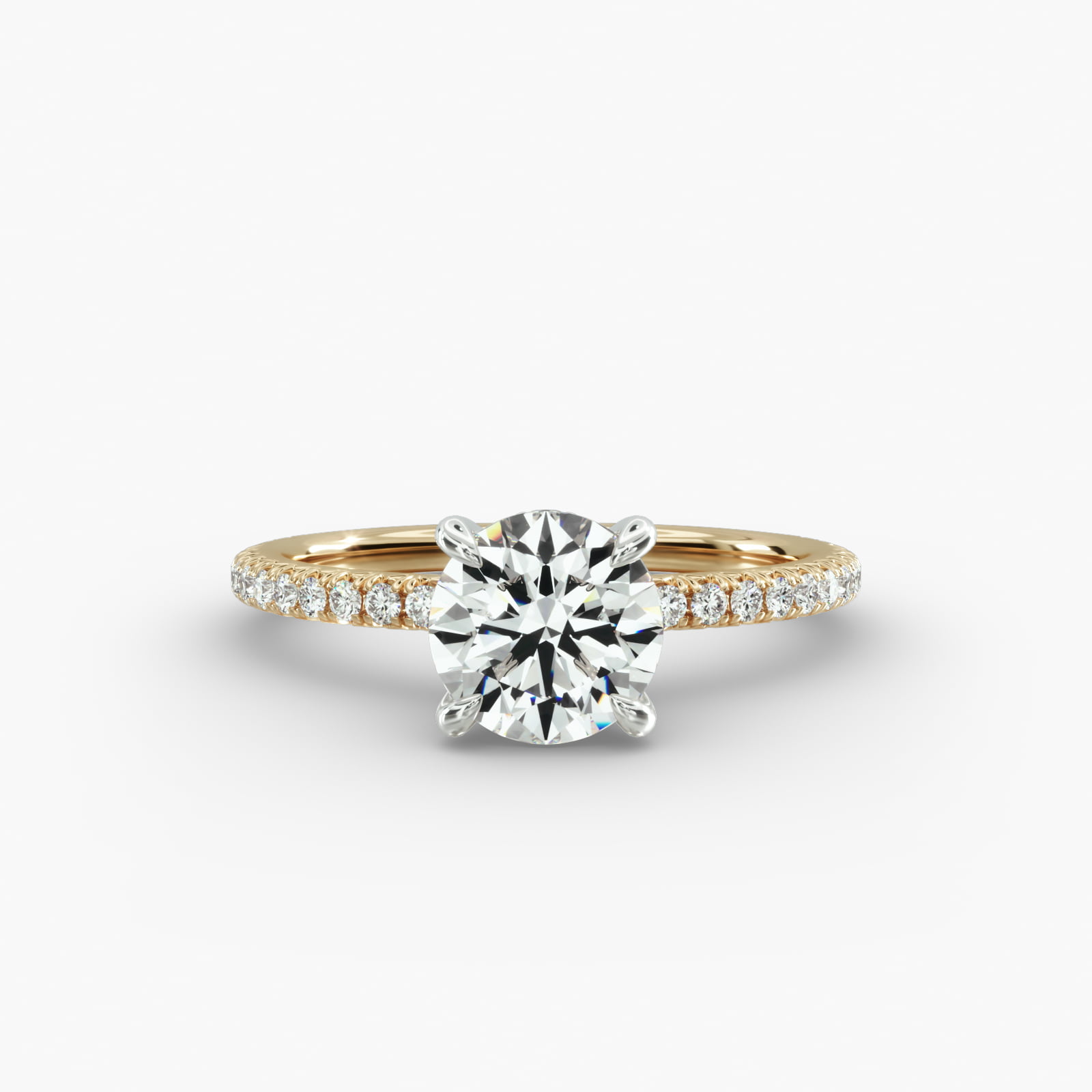 French Pavé Engagement Ring Hidden Halo Head