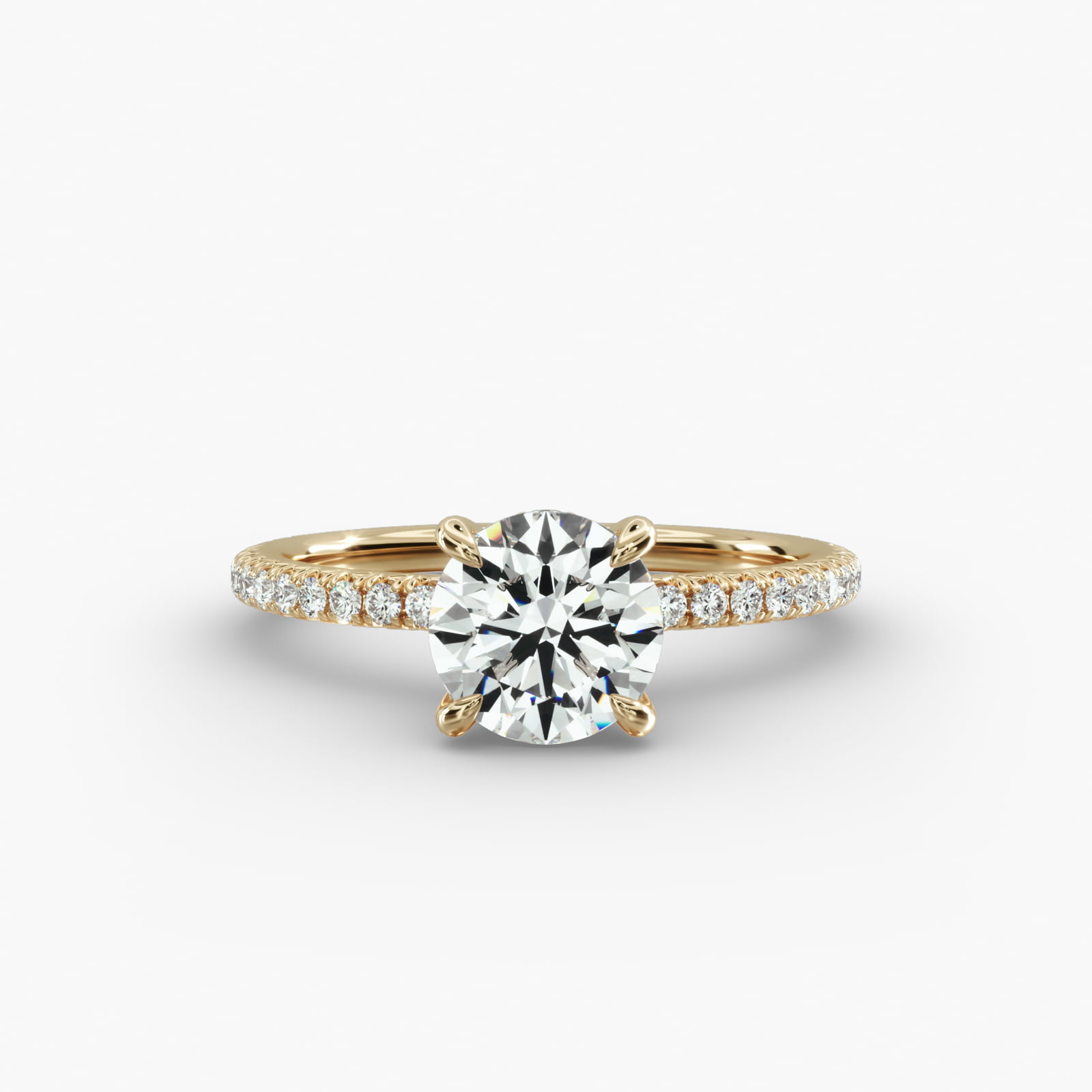 French Pavé Engagement Ring Hidden Halo Head