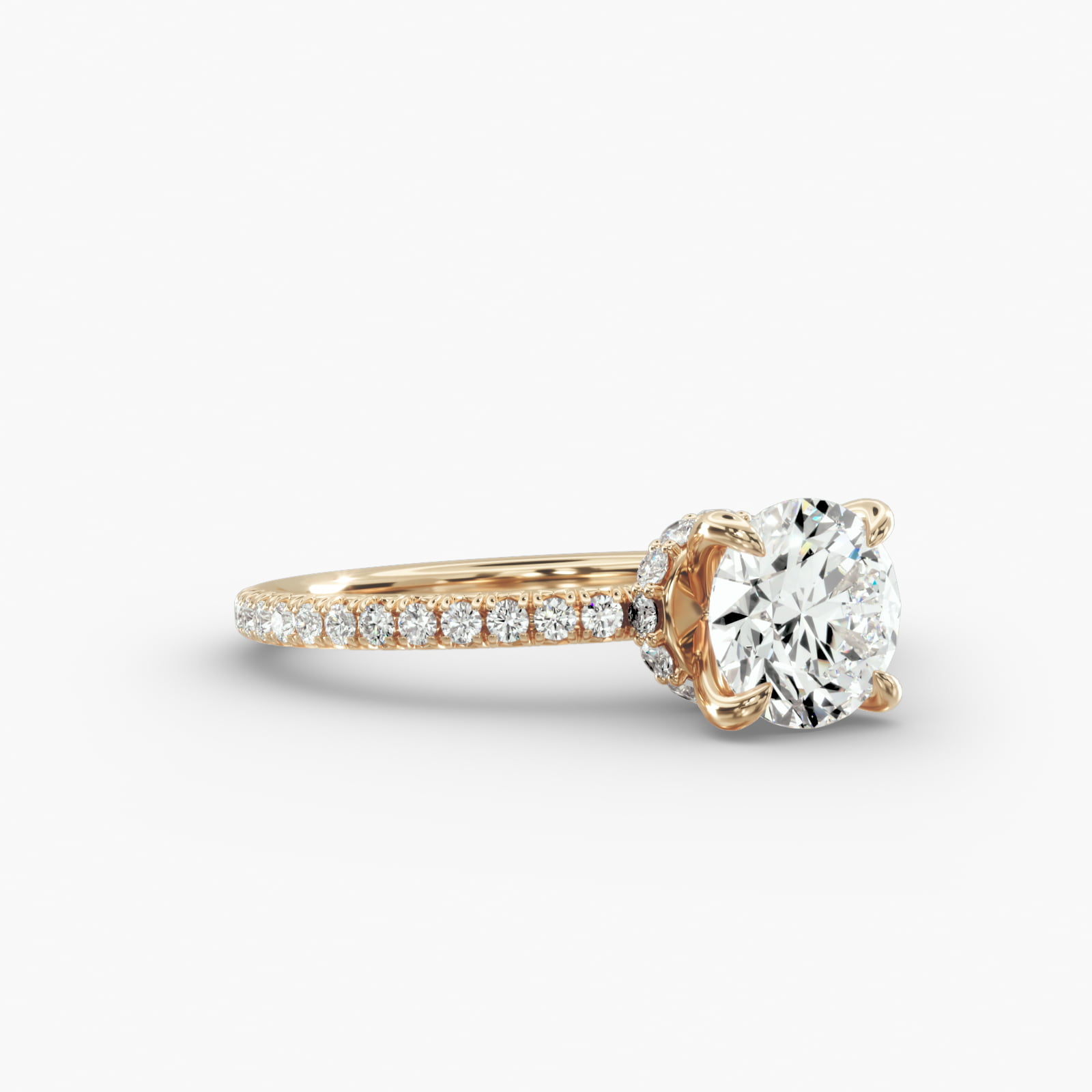 French Pavé Engagement Ring Hidden Halo Head