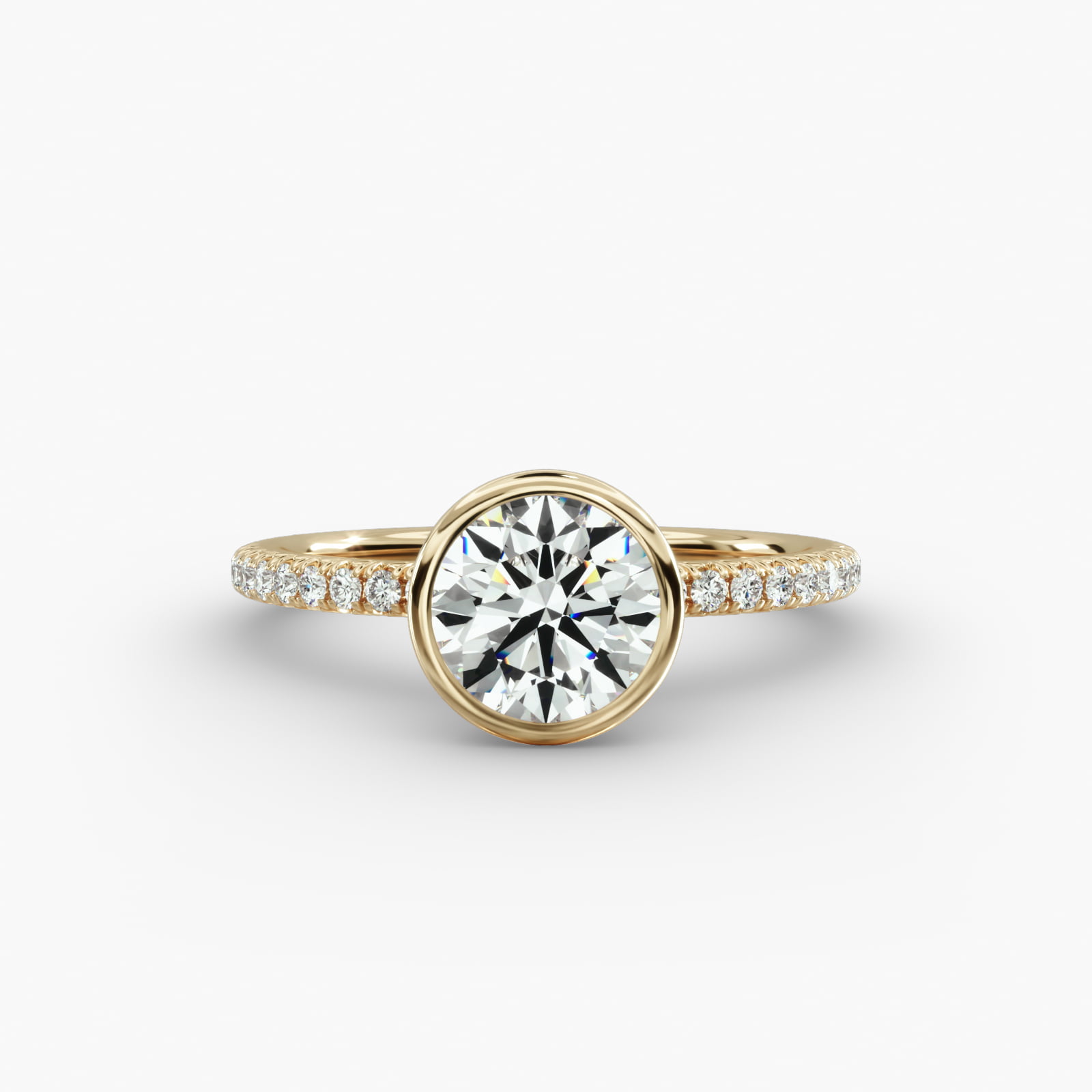 French Pavé Engagement Ring Classic Bezel Head