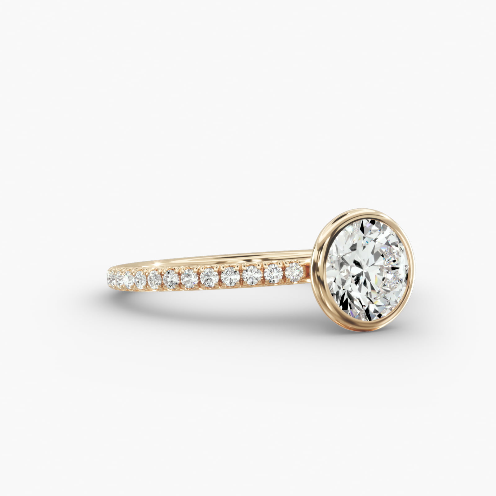 French Pavé Engagement Ring Classic Bezel Head