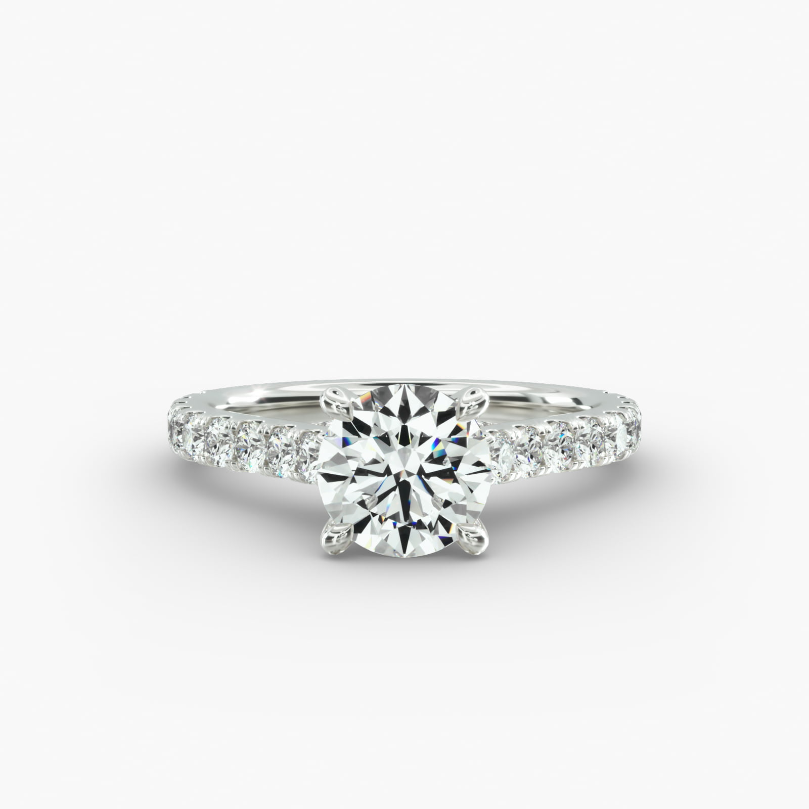 Cathedral Pavé Engagement Ring 4-Prong Nouveau Head