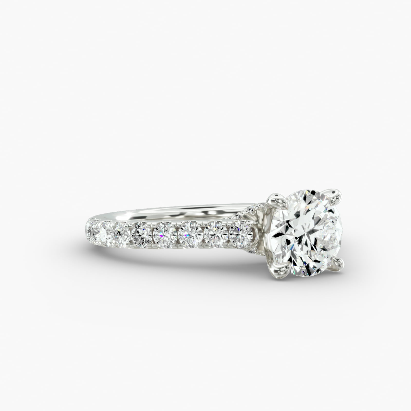 Cathedral Pavé Engagement Ring 4-Prong Nouveau Head