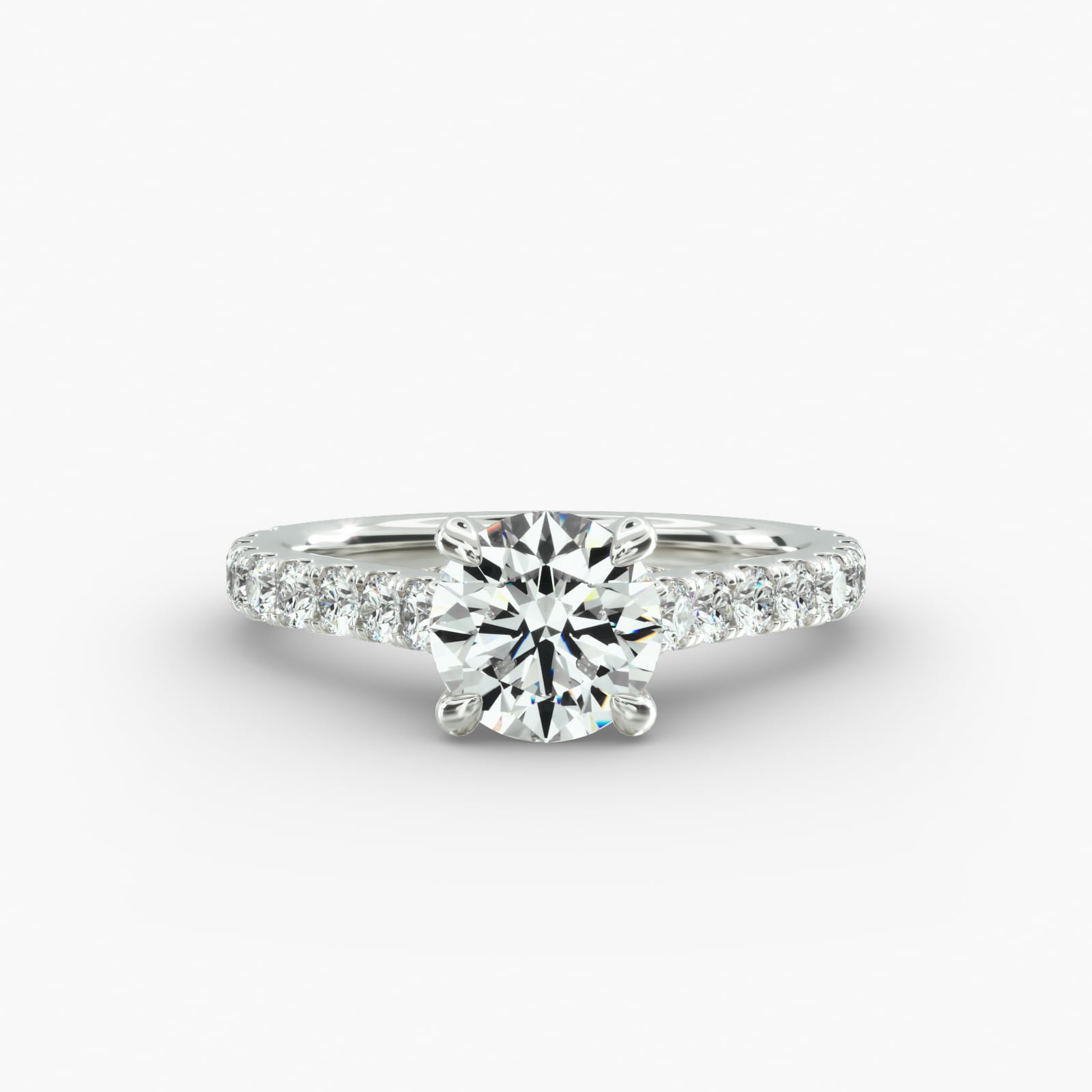 Cathedral Pavé Engagement Ring Classic Basket Head