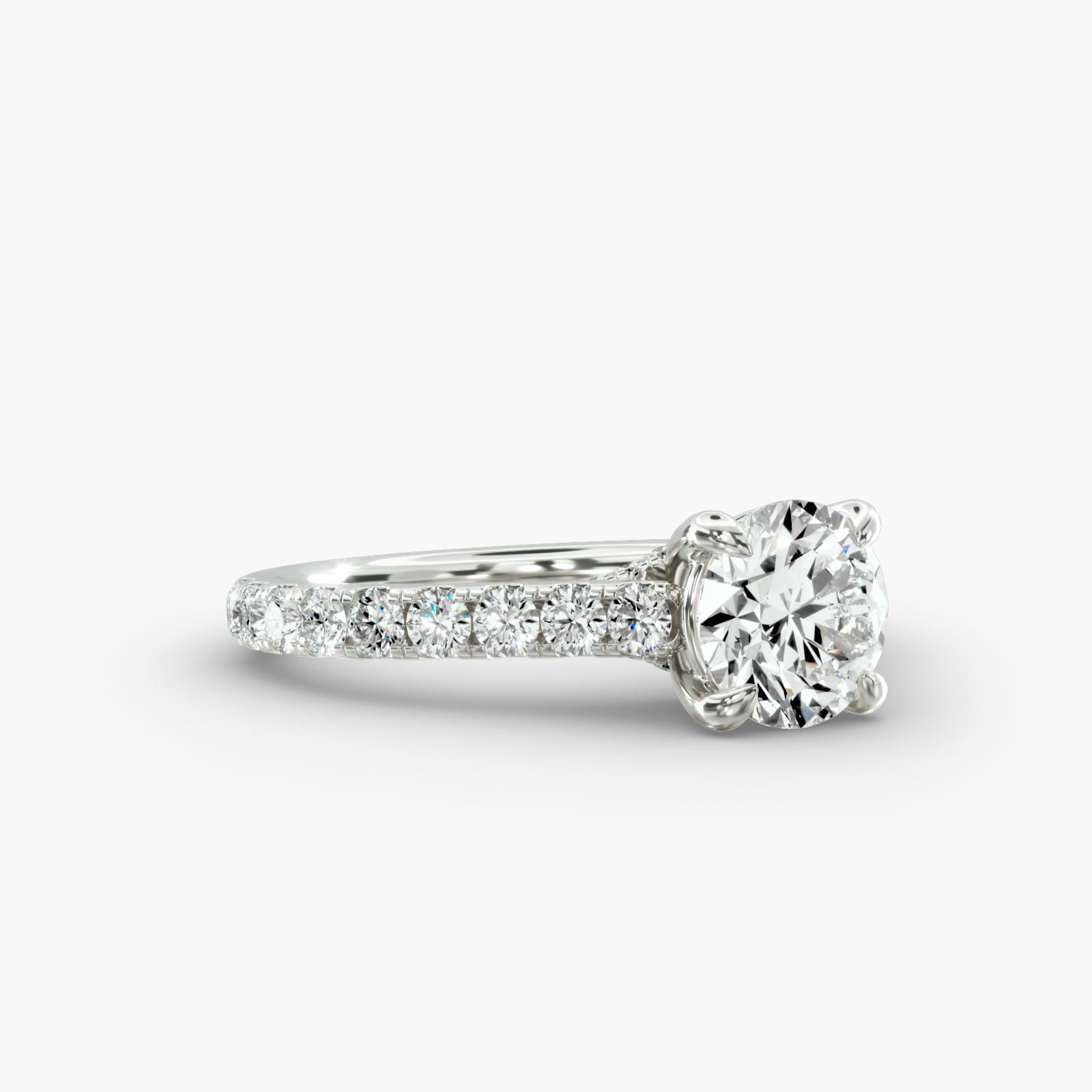 Cathedral Pavé Engagement Ring Classic Basket Head