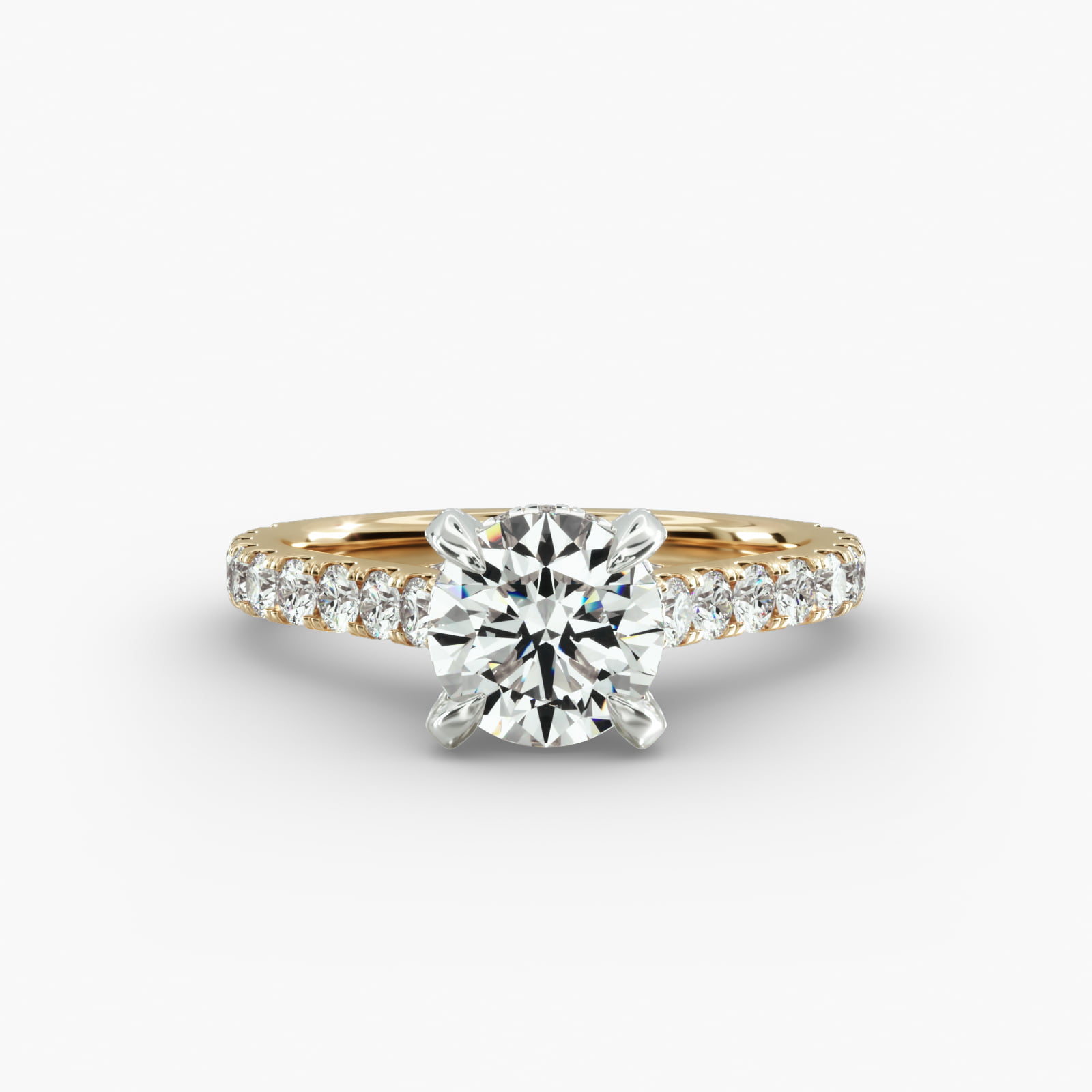 Cathedral Pavé Engagement Ring Diamond Basket Head