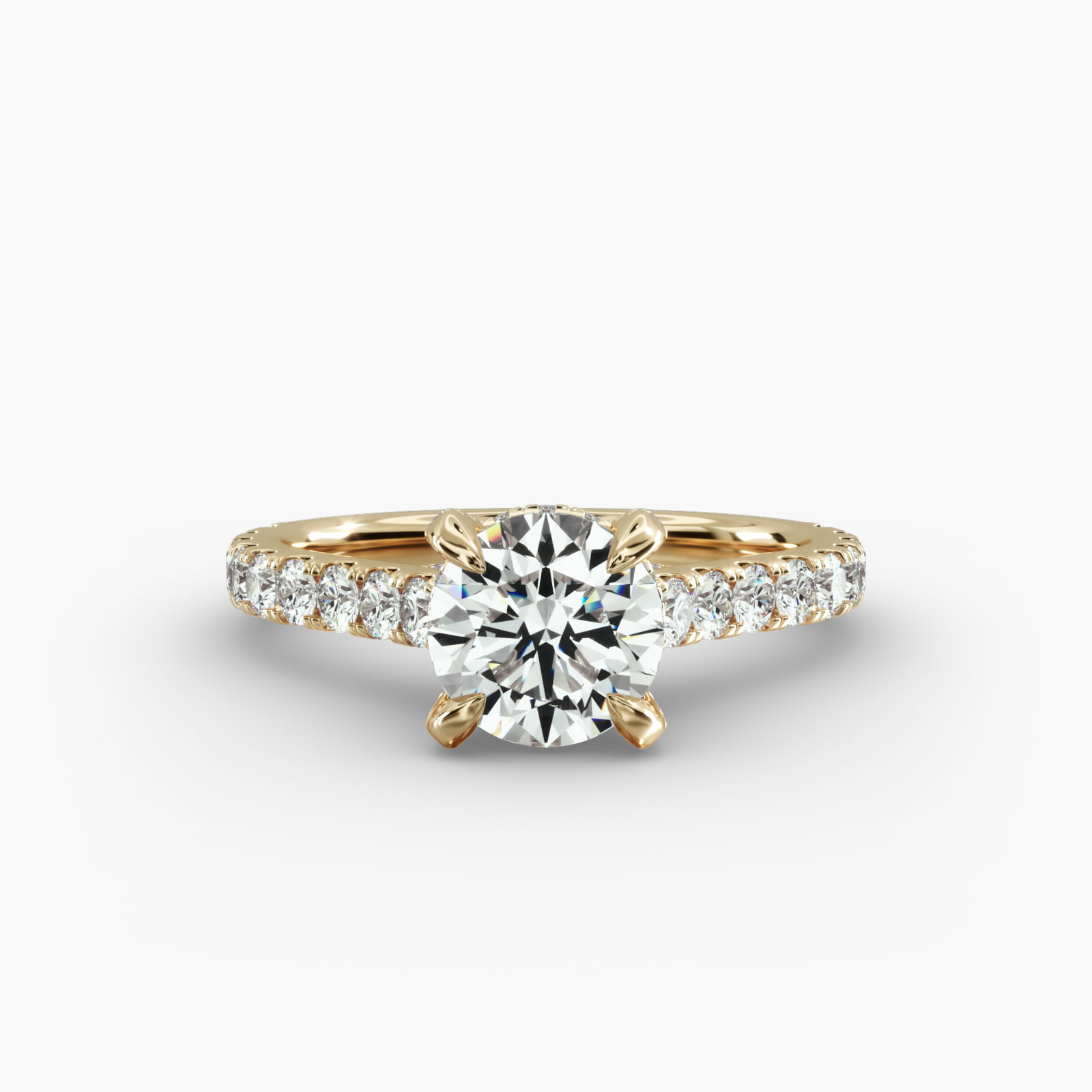 Cathedral Pavé Engagement Ring Diamond Basket Head