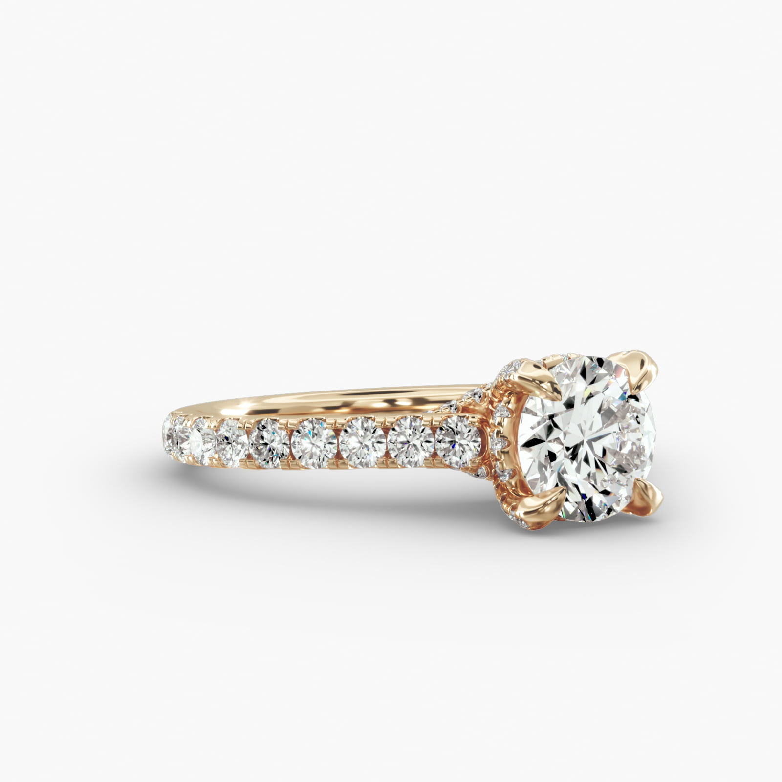 Cathedral Pavé Engagement Ring Diamond Basket Head