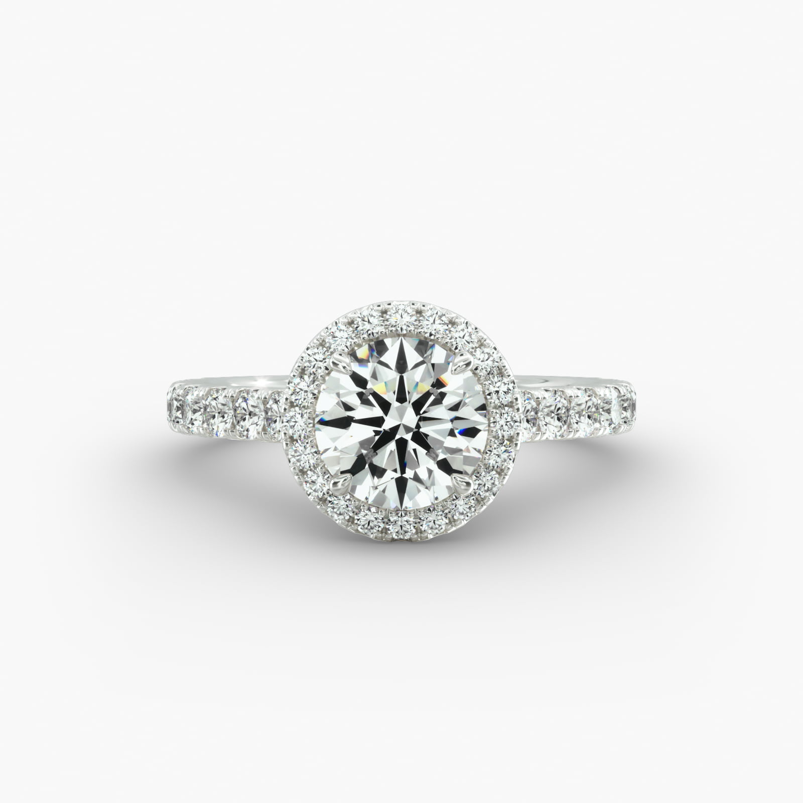 Cathedral Pavé Engagement Ring Classic Halo Head