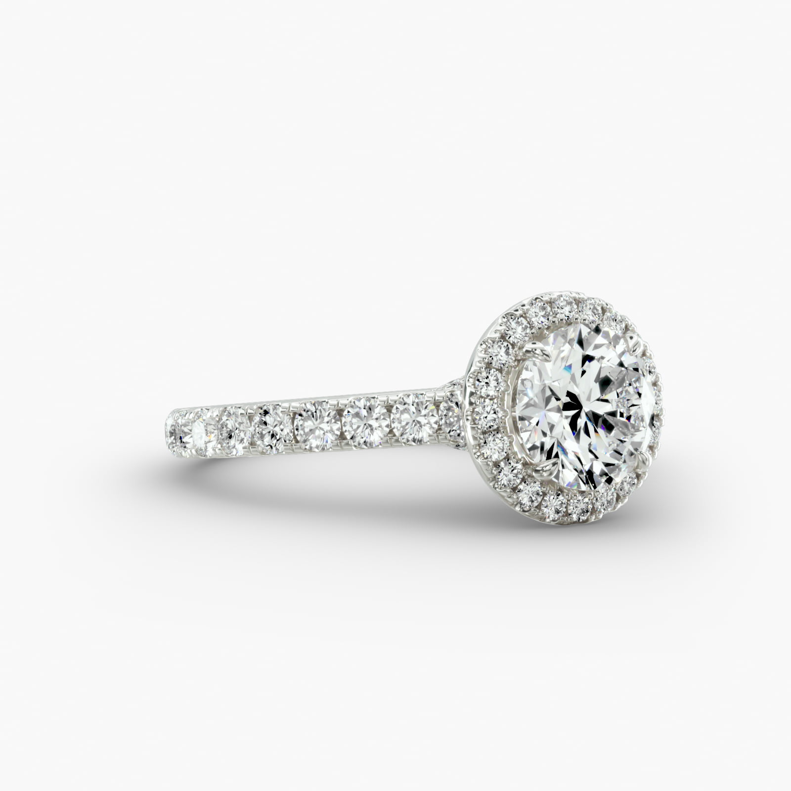 Cathedral Pavé Engagement Ring Classic Halo Head