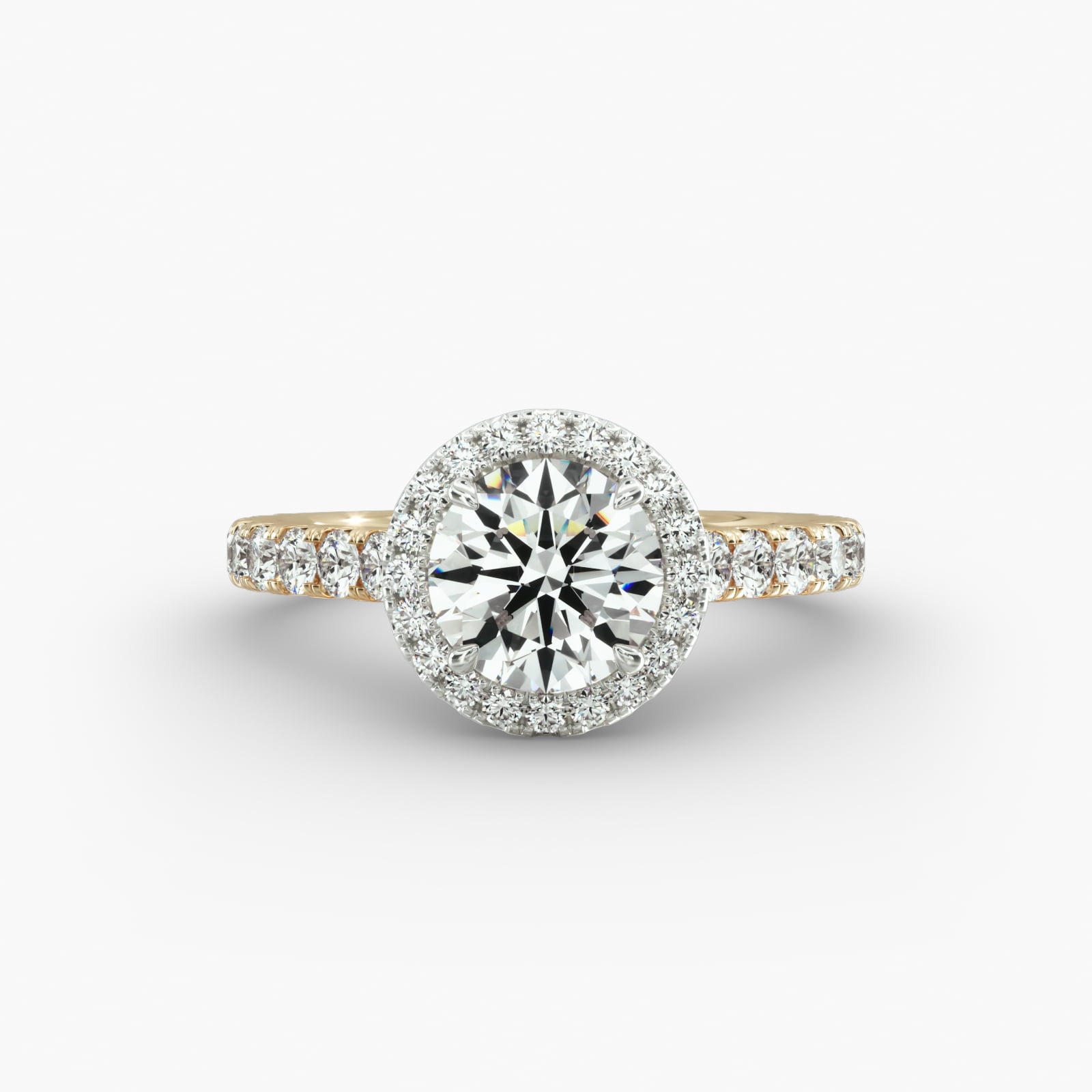 Cathedral Pavé Engagement Ring Classic Halo Head