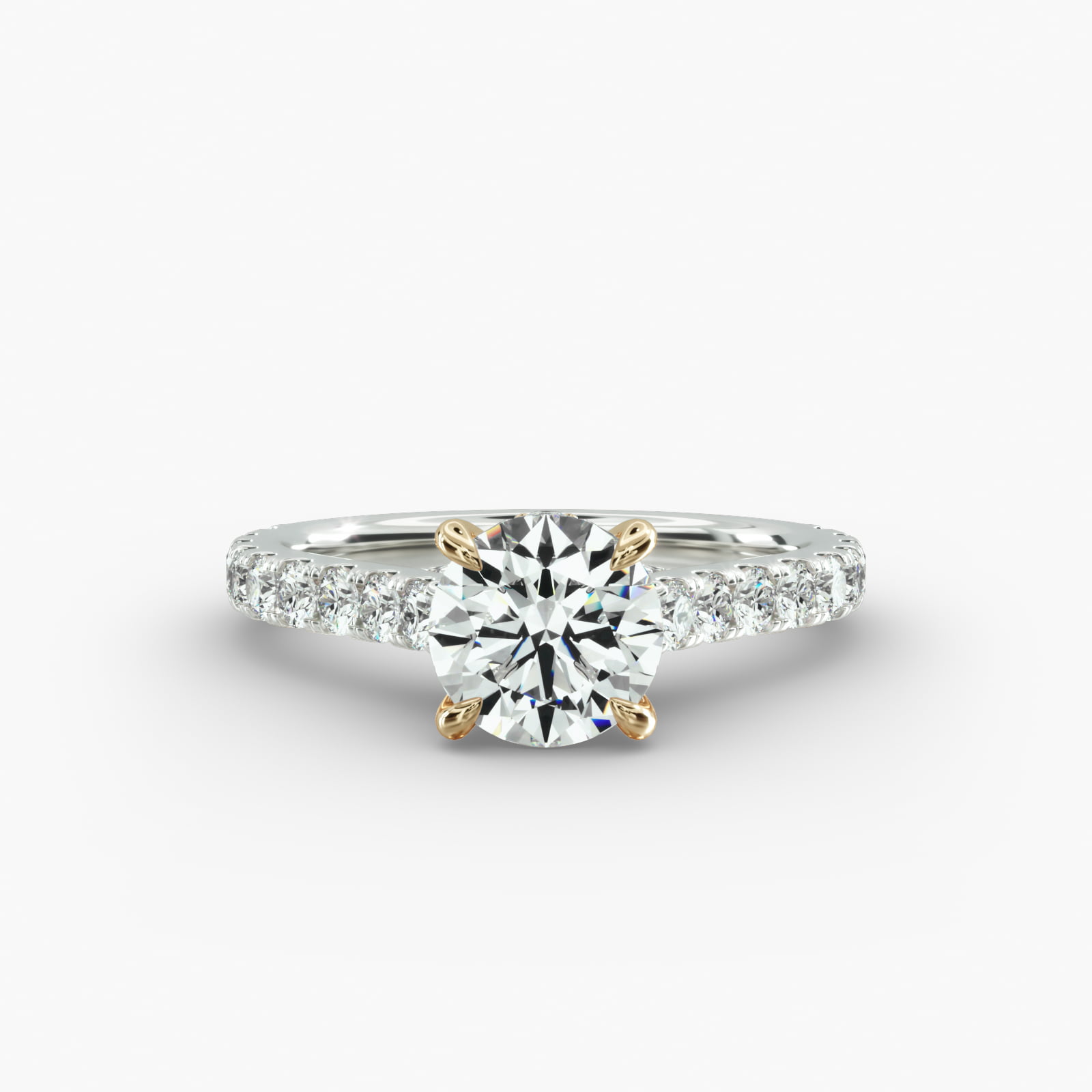 Cathedral Pavé Engagement Ring Hidden Halo Head