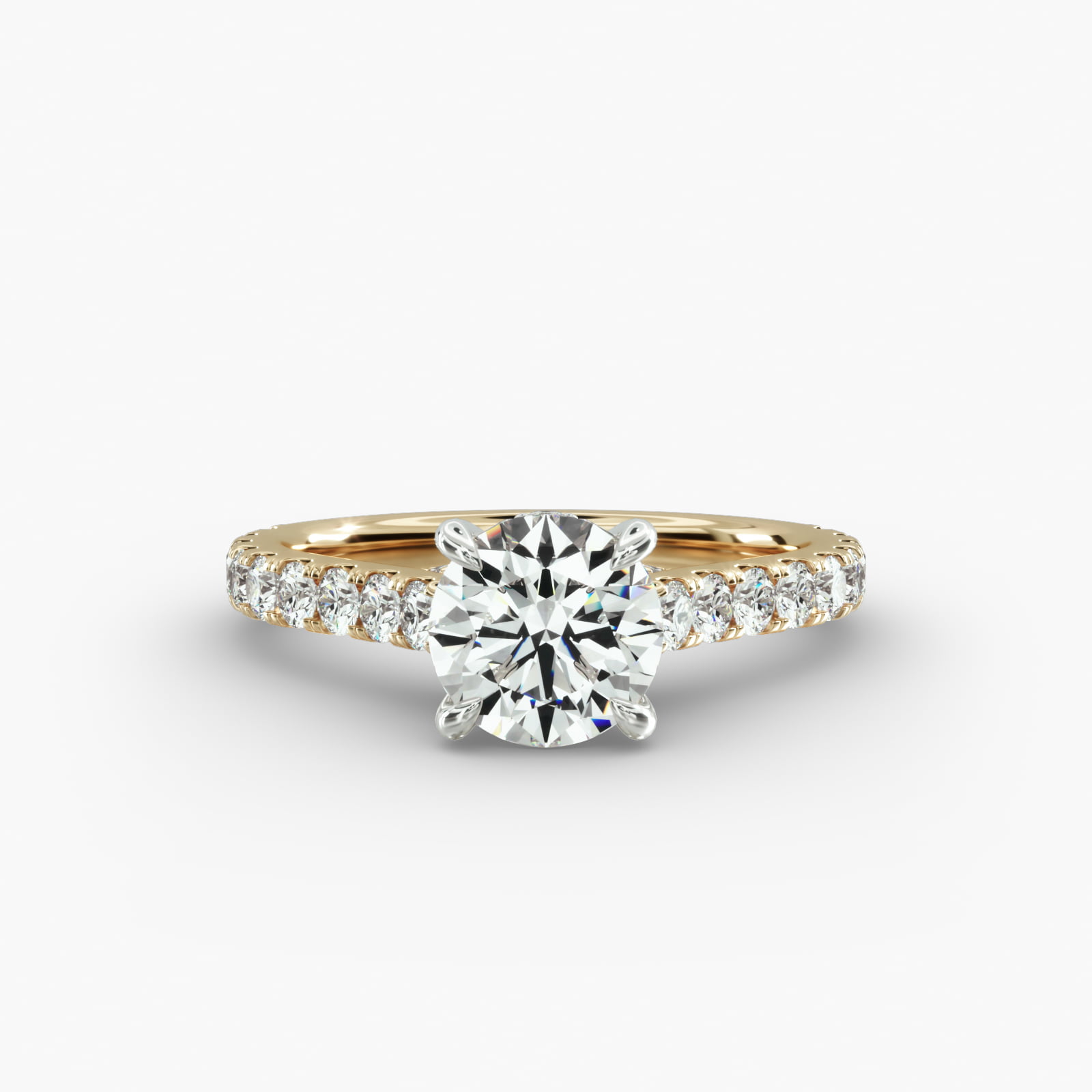 Cathedral Pavé Engagement Ring Hidden Halo Head