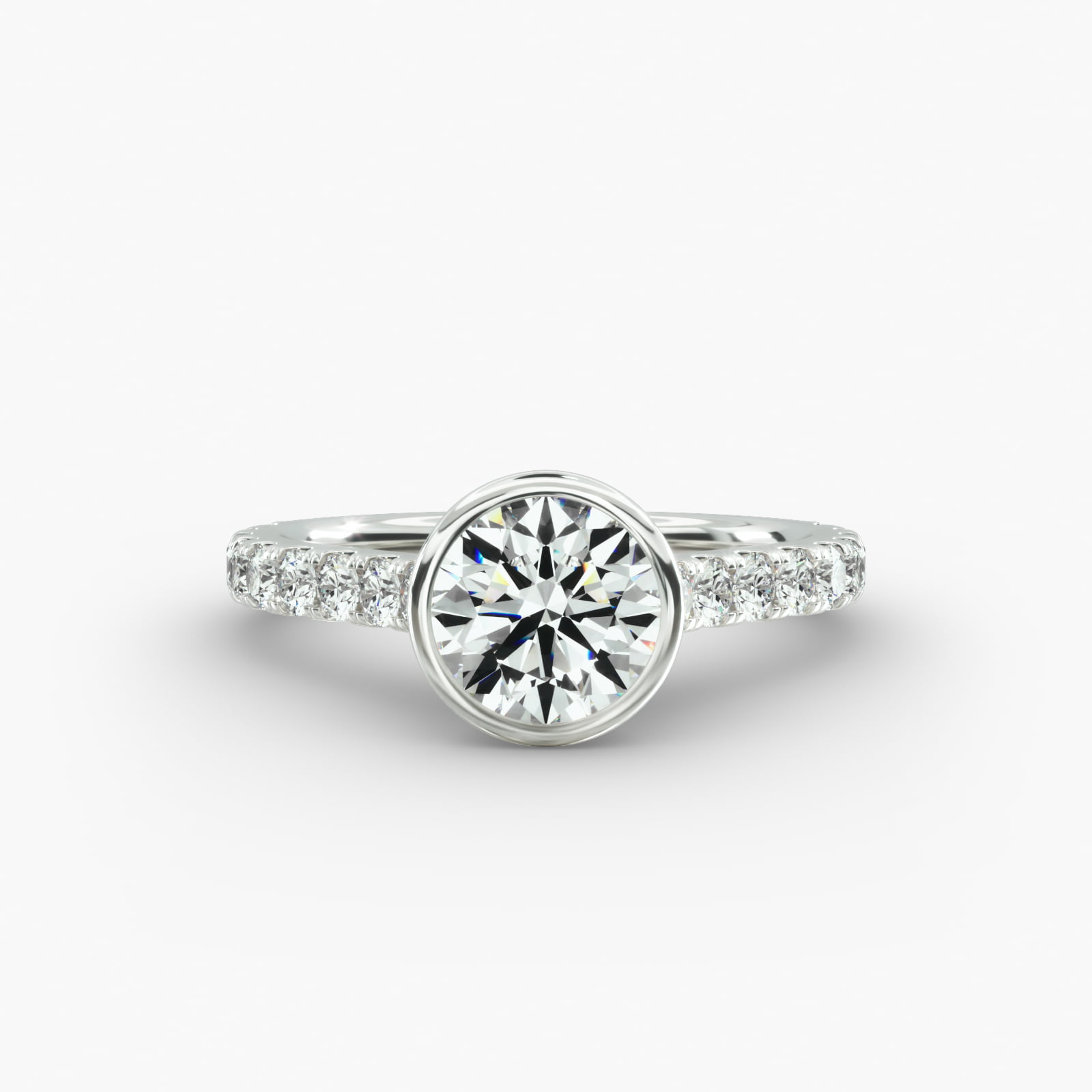 Cathedral Pavé Engagement Ring Classic Bezel Head