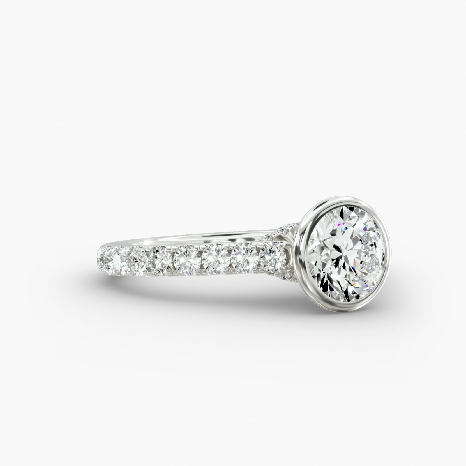 Cathedral Pavé Engagement Ring Classic Bezel Head