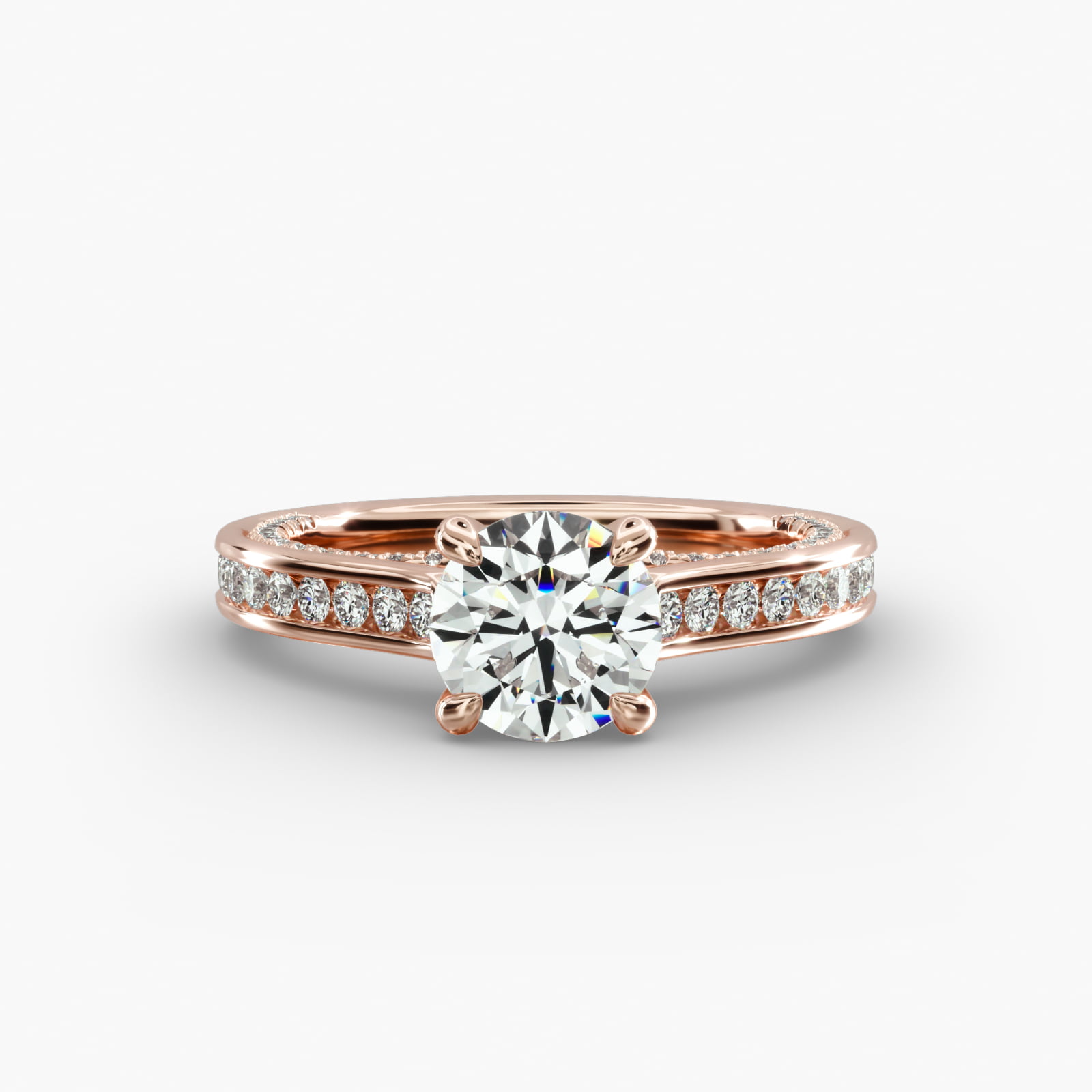 Round Channel Engagement Ring Classic Basket Head