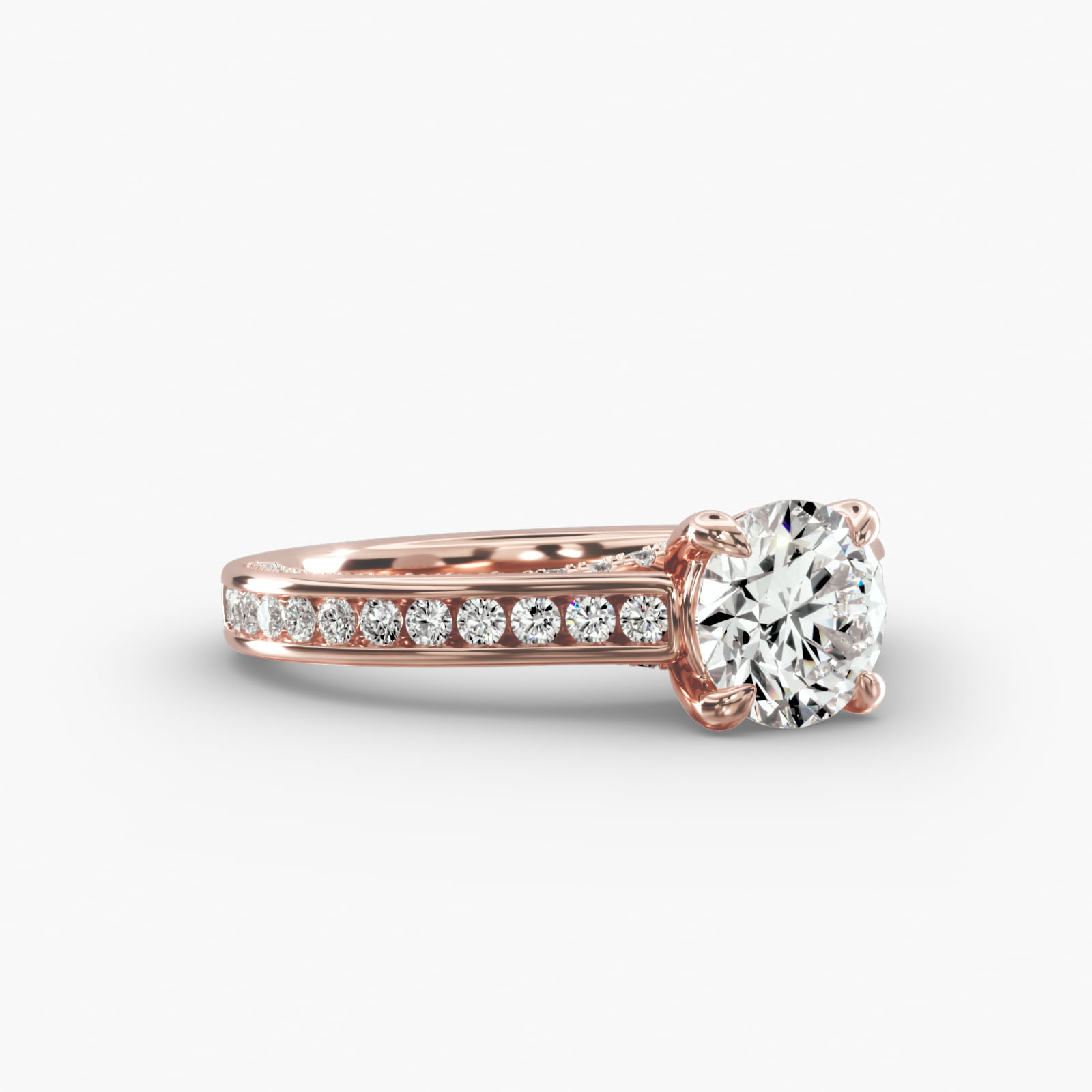 Round Channel Engagement Ring Classic Basket Head