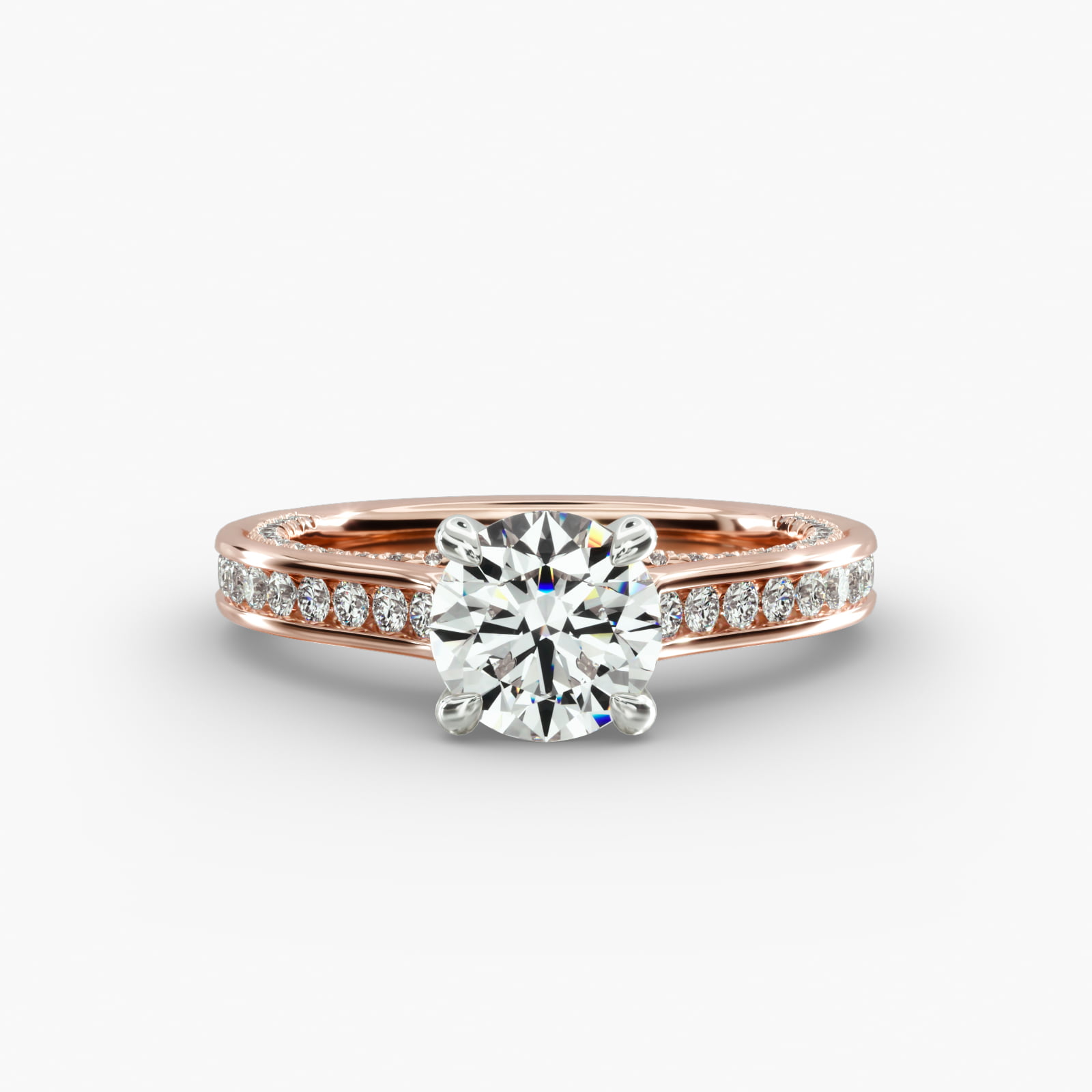 Round Channel Engagement Ring Classic Basket Head