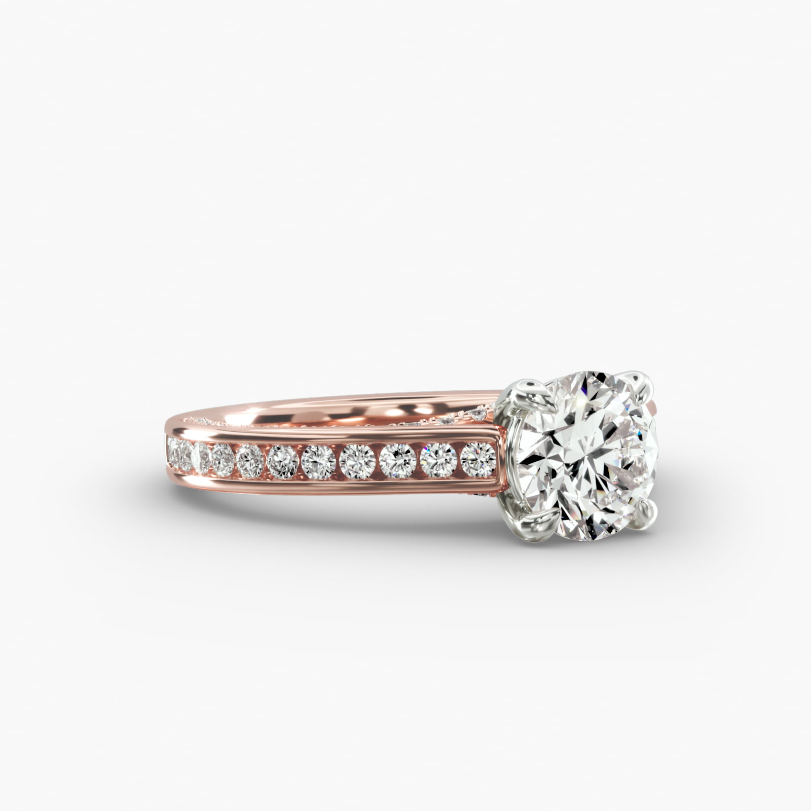 Round Channel Engagement Ring Classic Basket Head