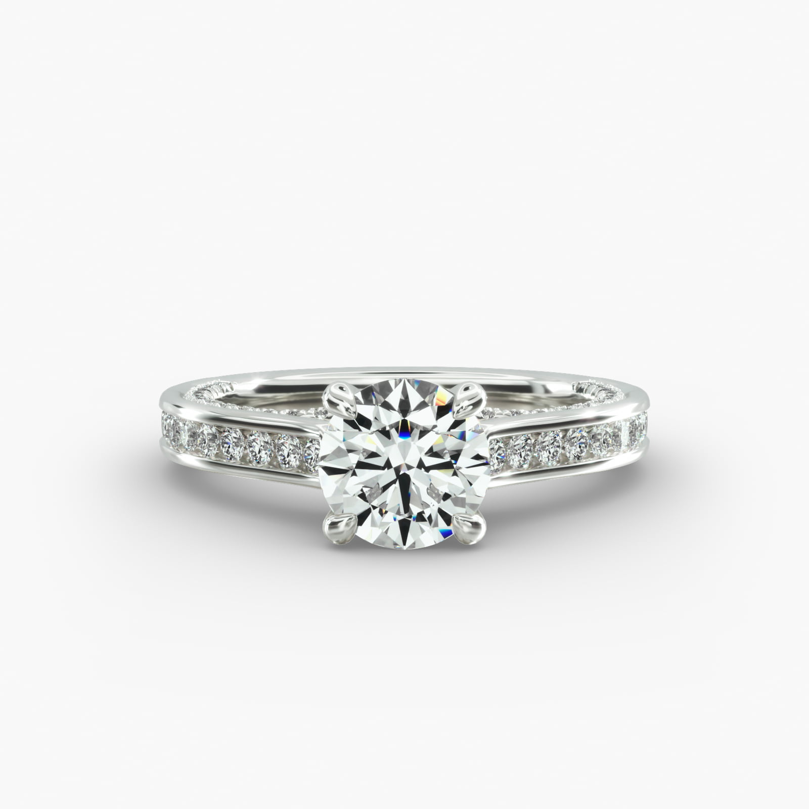 Round Channel Engagement Ring Classic Basket Head