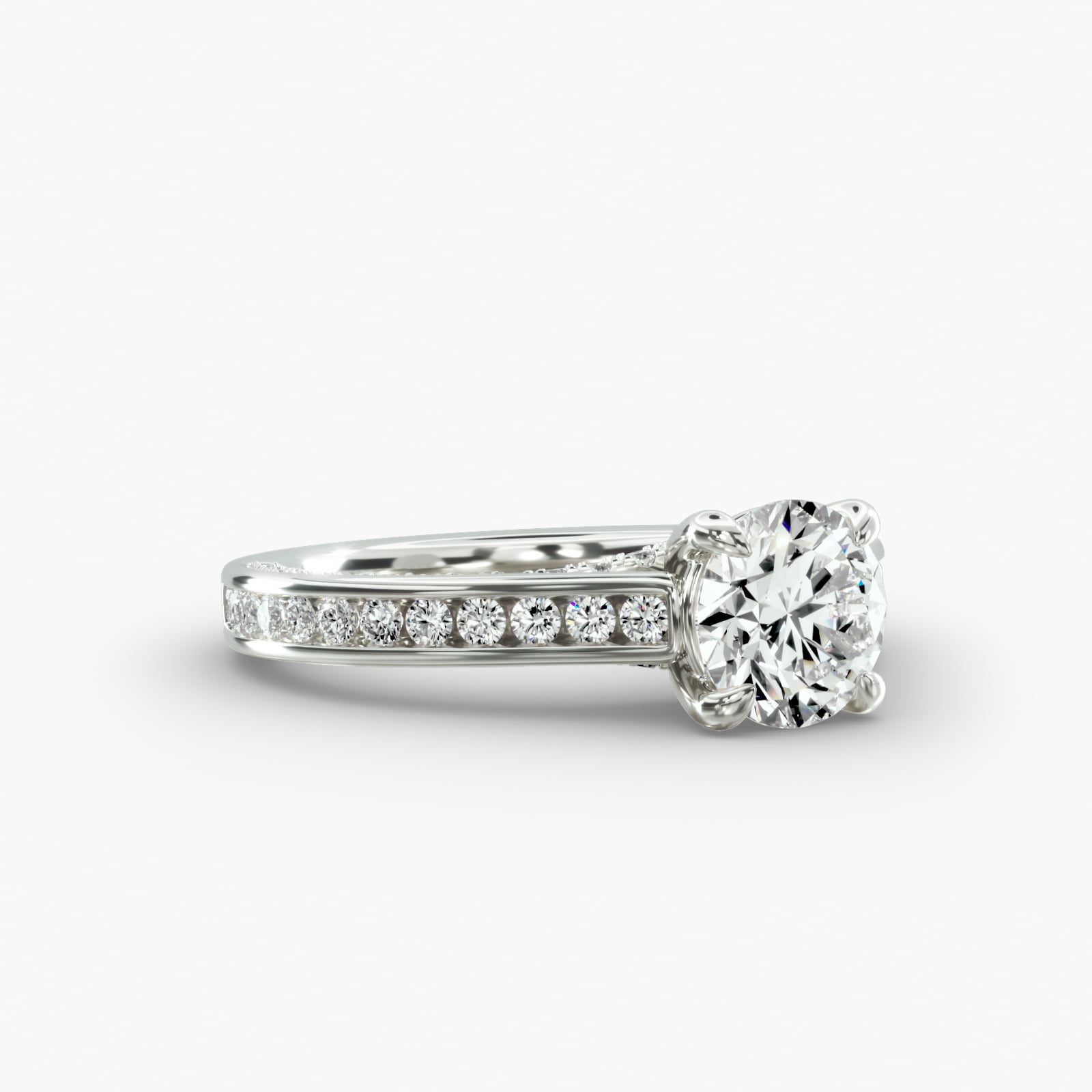 Round Channel Engagement Ring Classic Basket Head