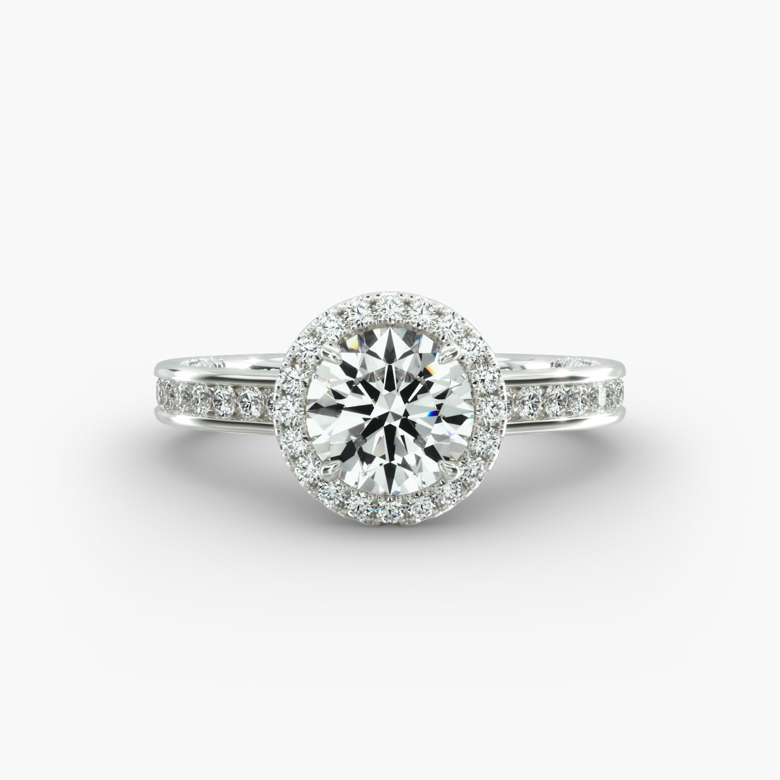 Round Channel Engagement Ring Classic Halo Head