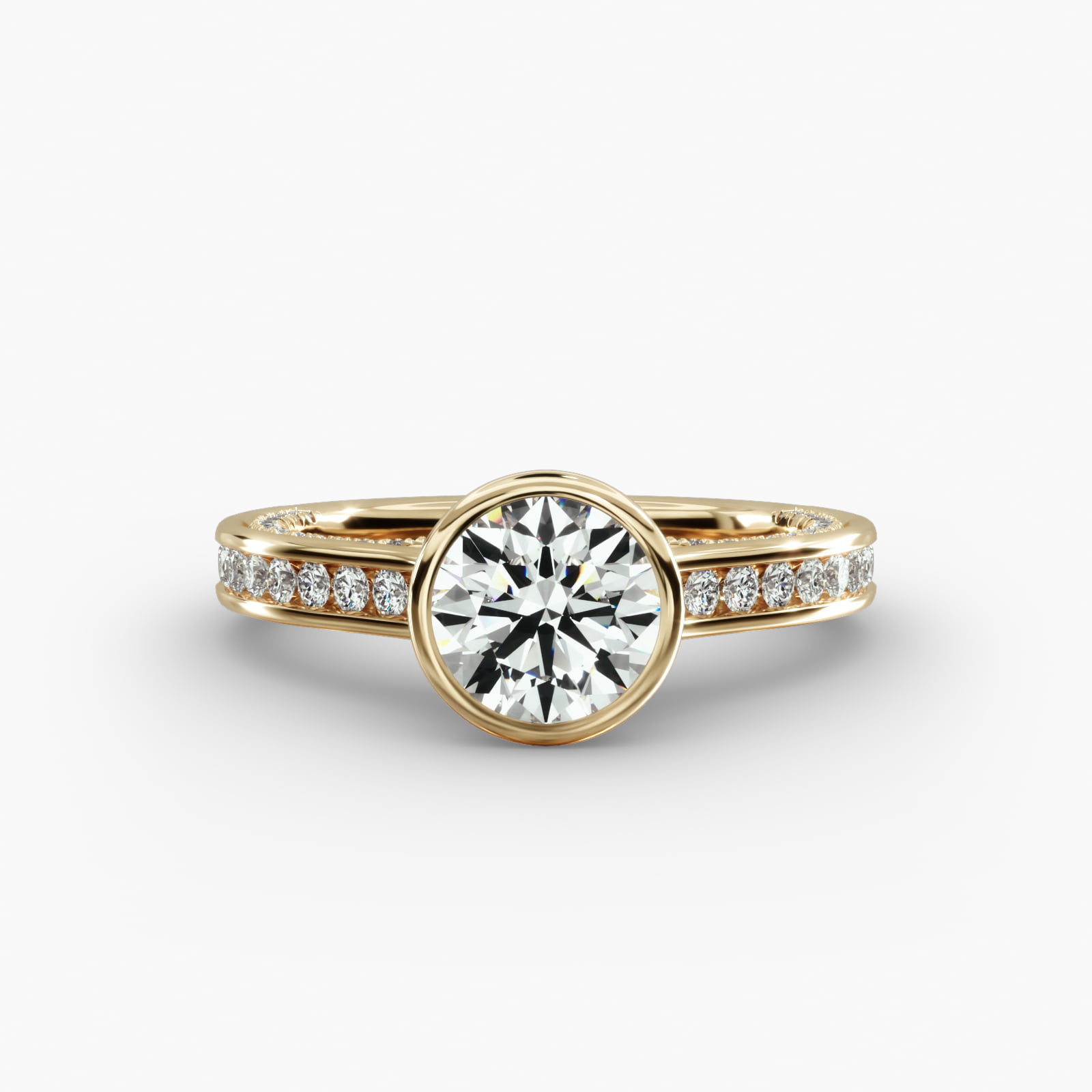Round Channel Engagement Ring Classic Bezel Head
