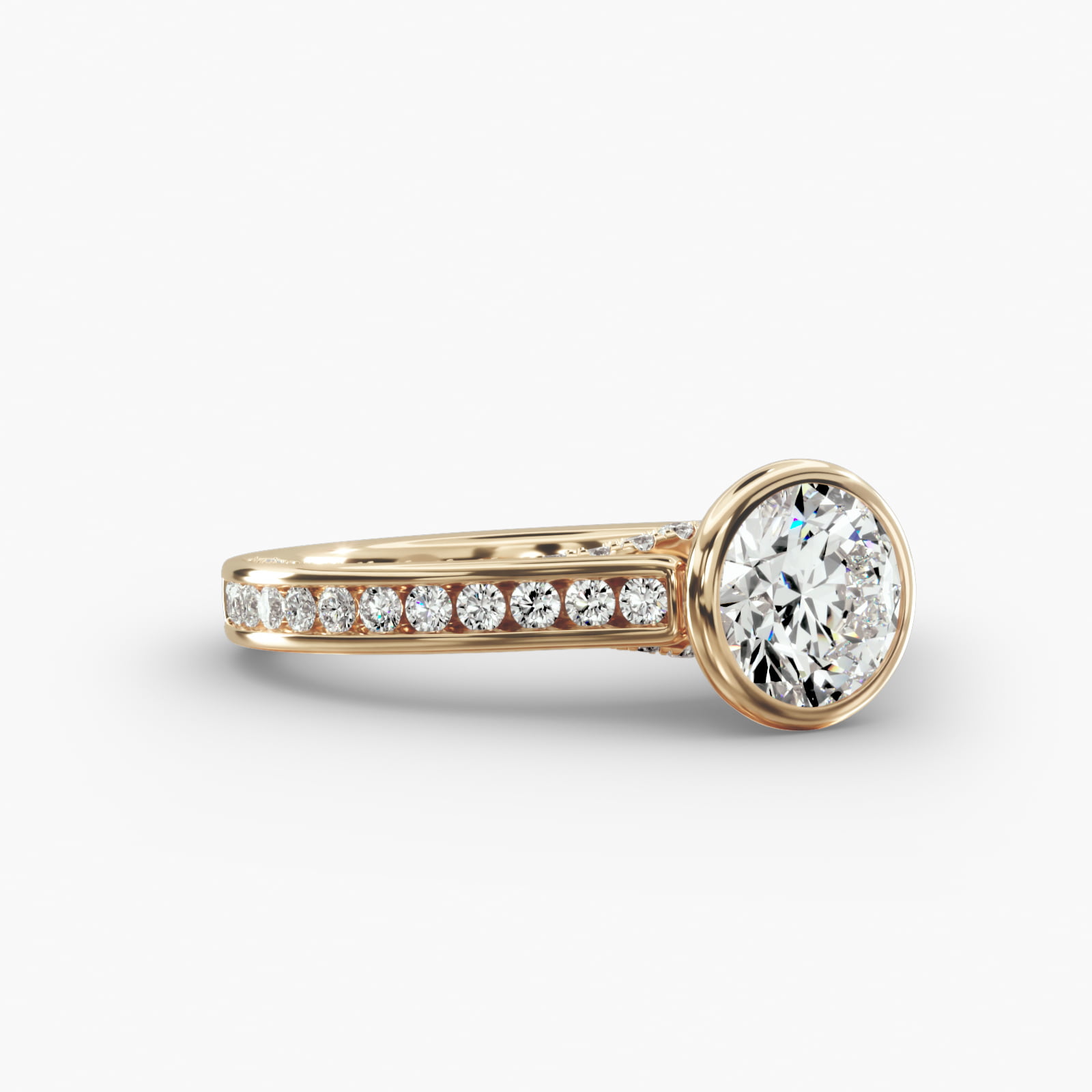 Round Channel Engagement Ring Classic Bezel Head