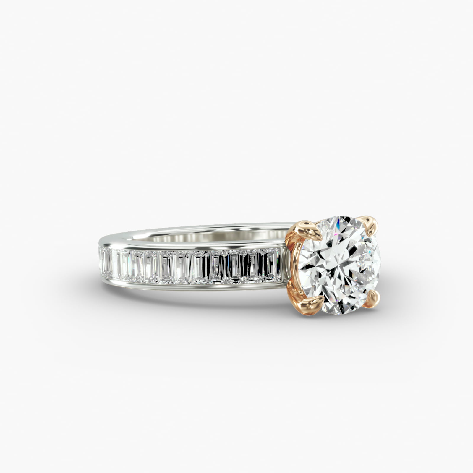Baguette Channel Engagement Ring Classic Basket Head