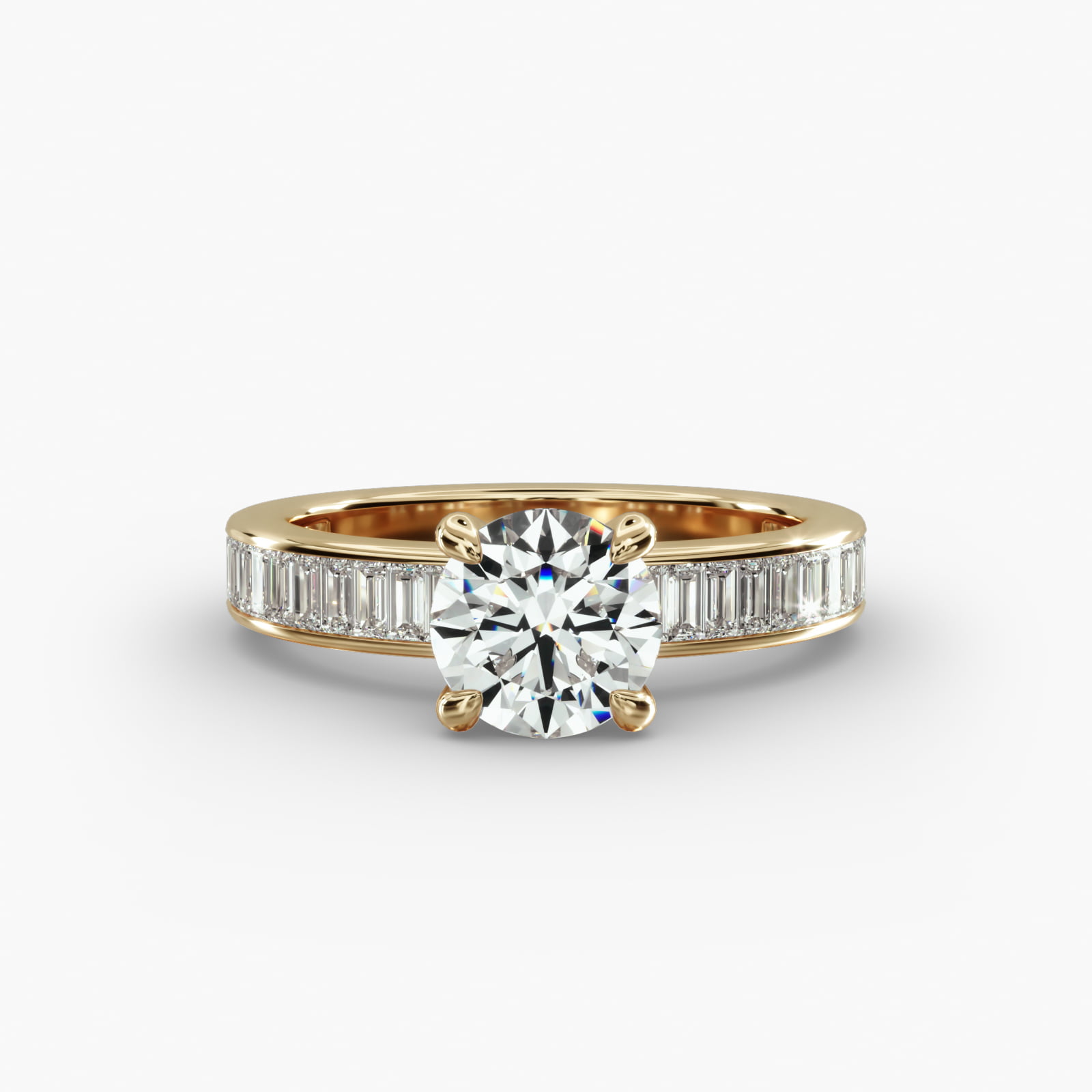 Baguette Channel Engagement Ring Classic Basket Head