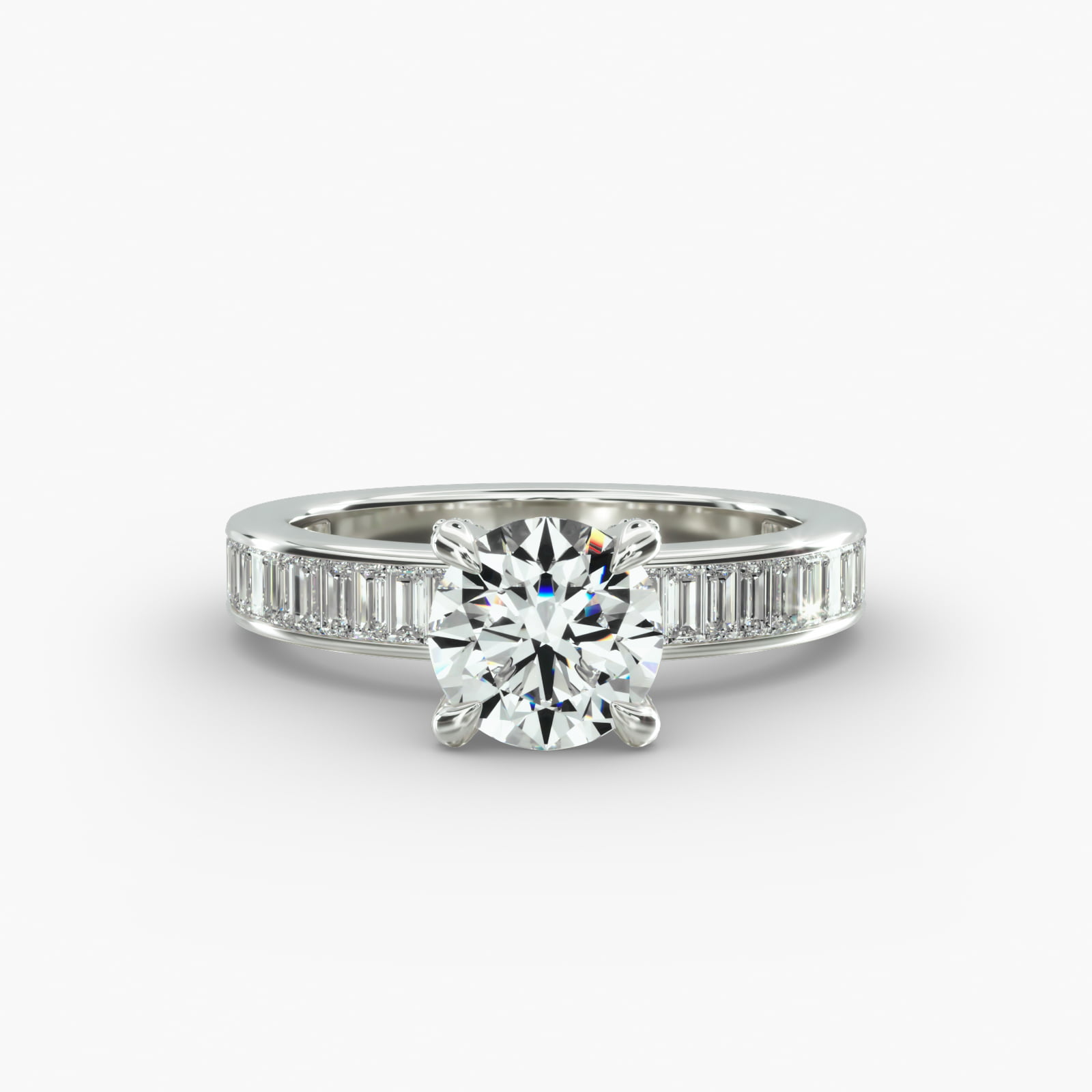 Baguette Channel Engagement Ring Diamond Tulip Head