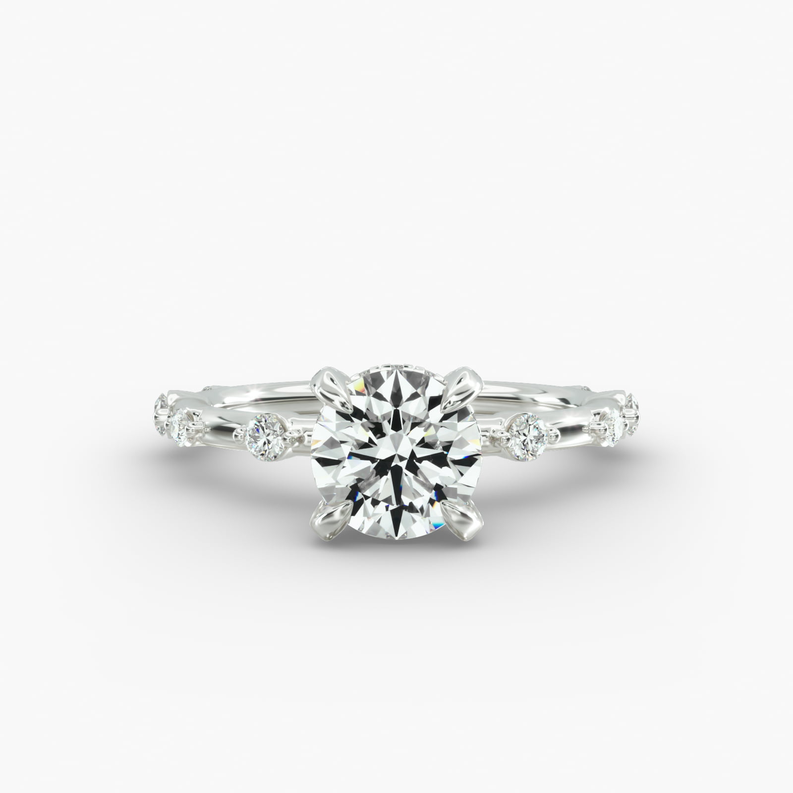 Floating Station Engagement Ring Diamond Basket Head
