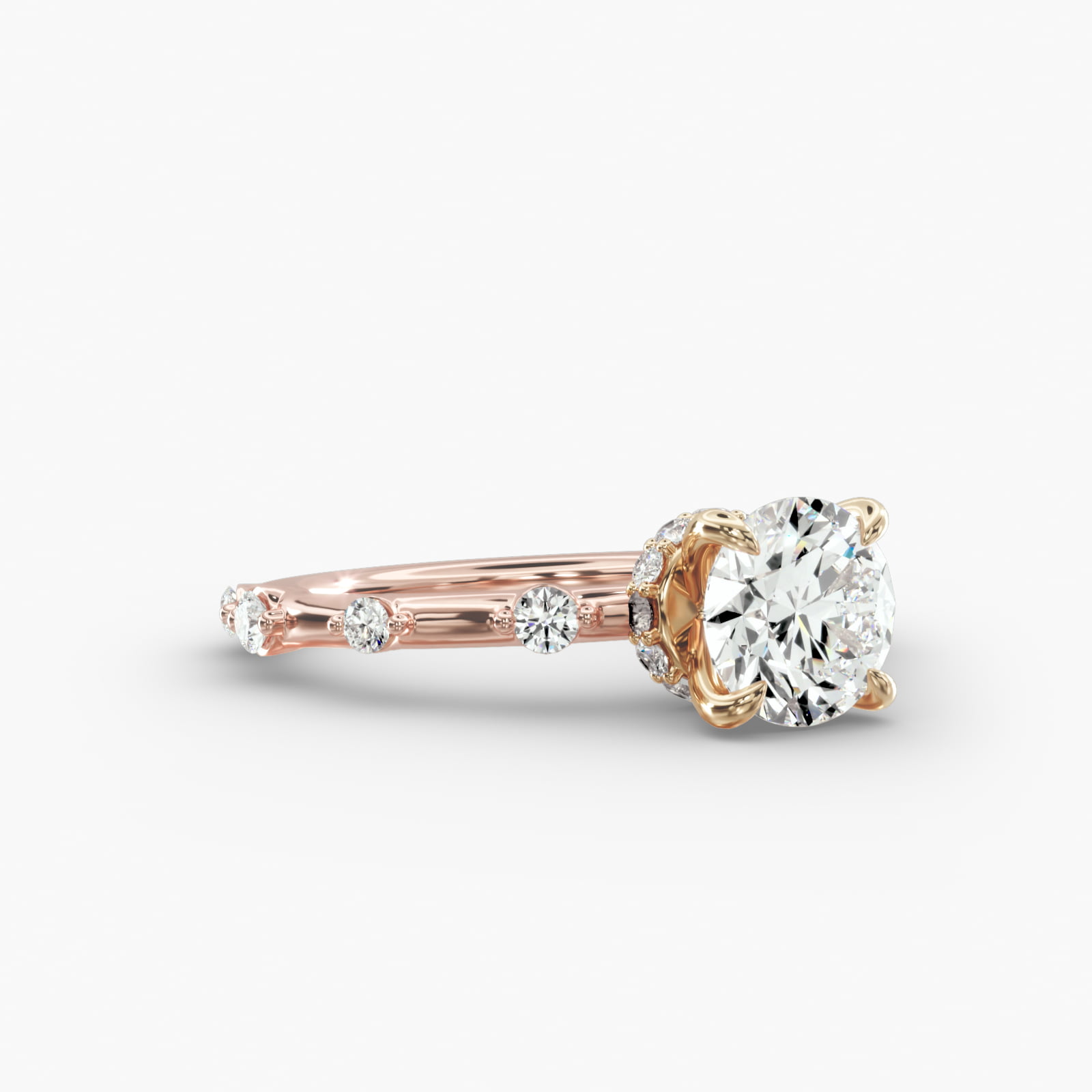 Floating Station Engagement Ring Hidden Halo Head